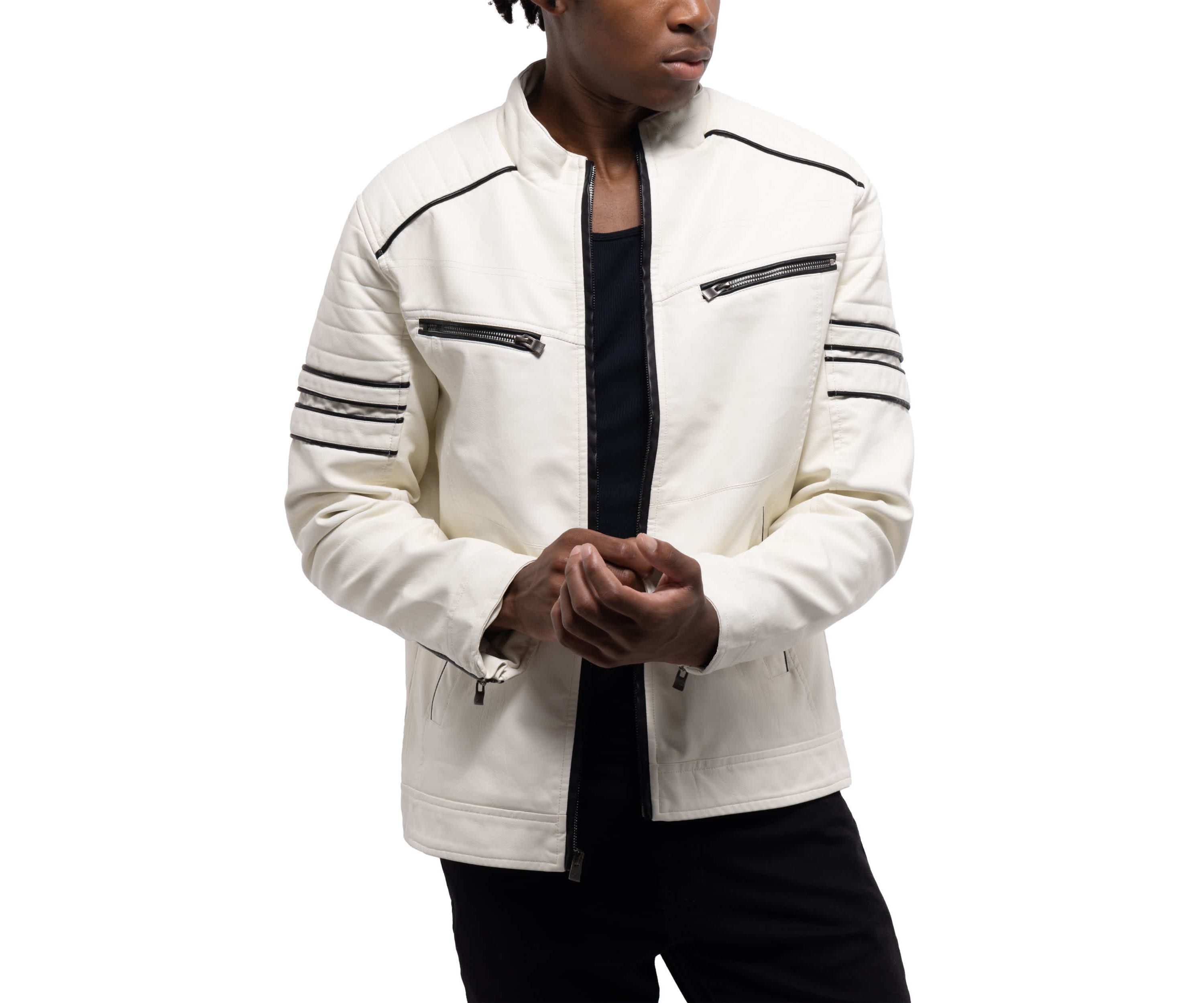 Mens PU Jacket With Faux Shearling Lining
