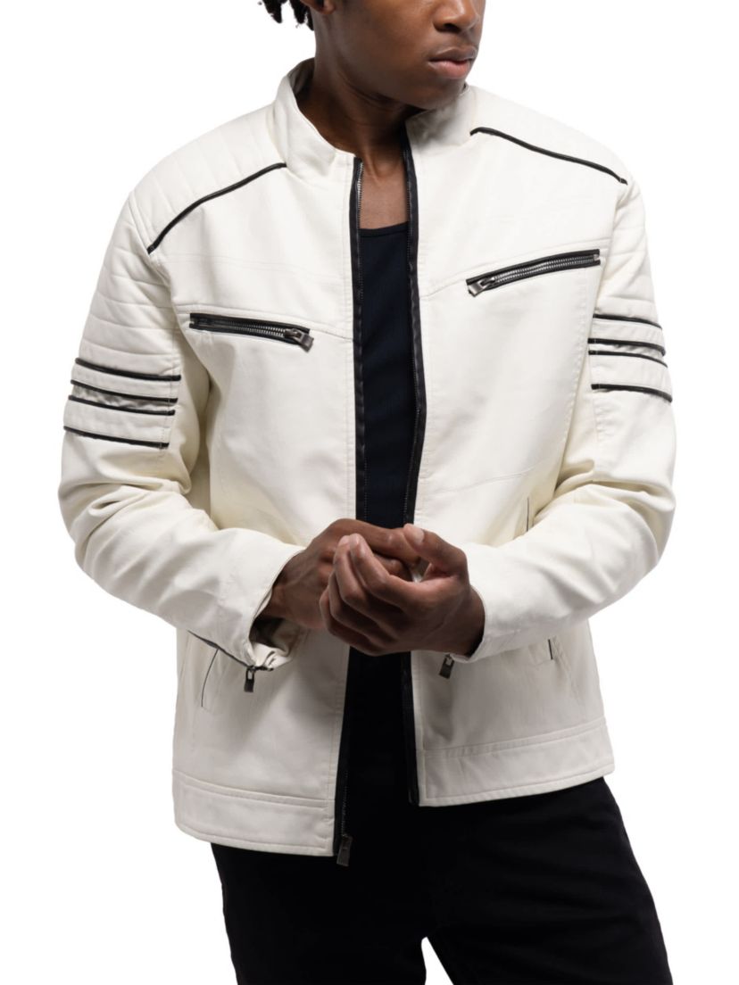 Mens PU Jacket With Faux Shearling Lining