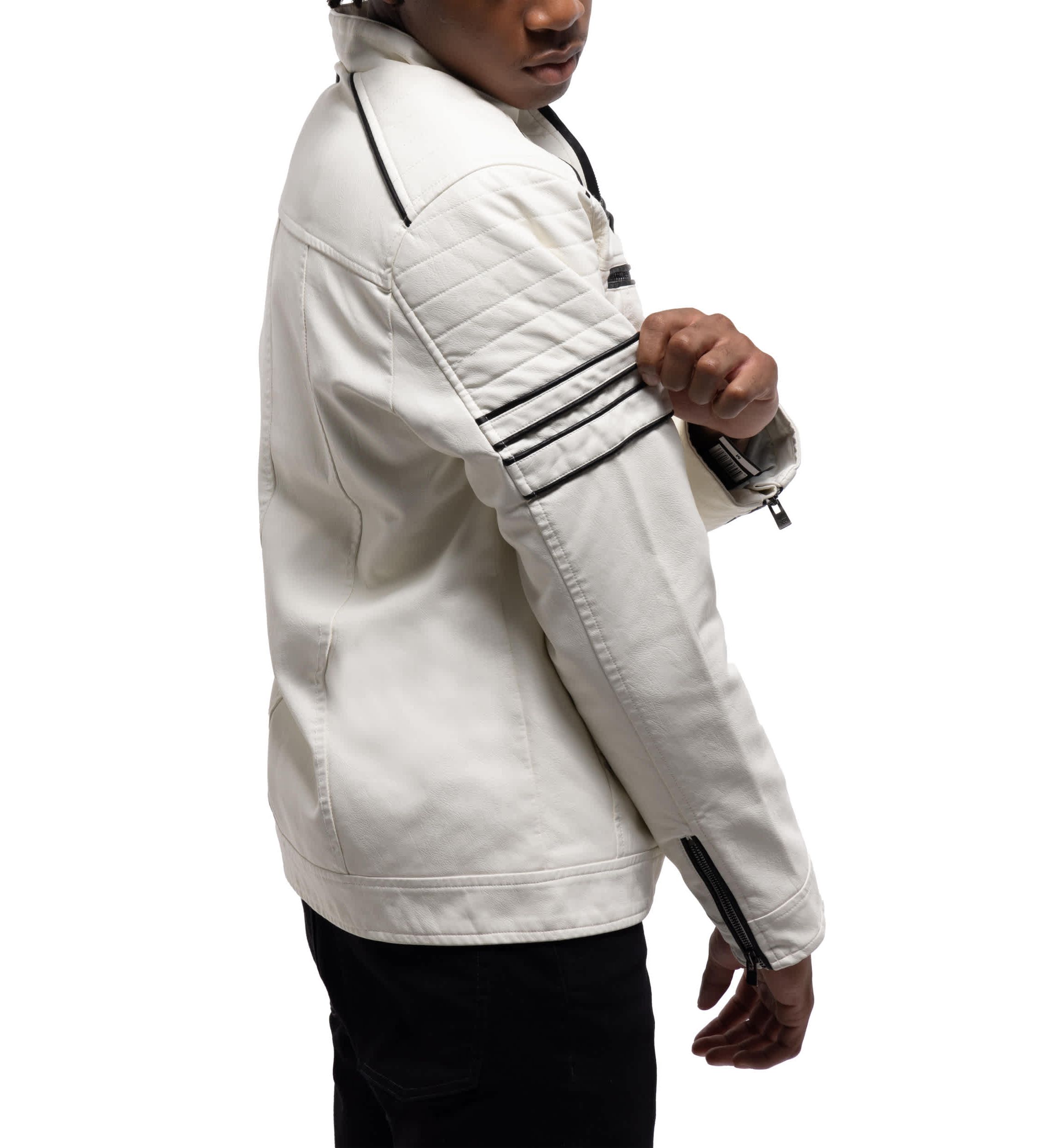 Mens PU Jacket With Faux Shearling Lining