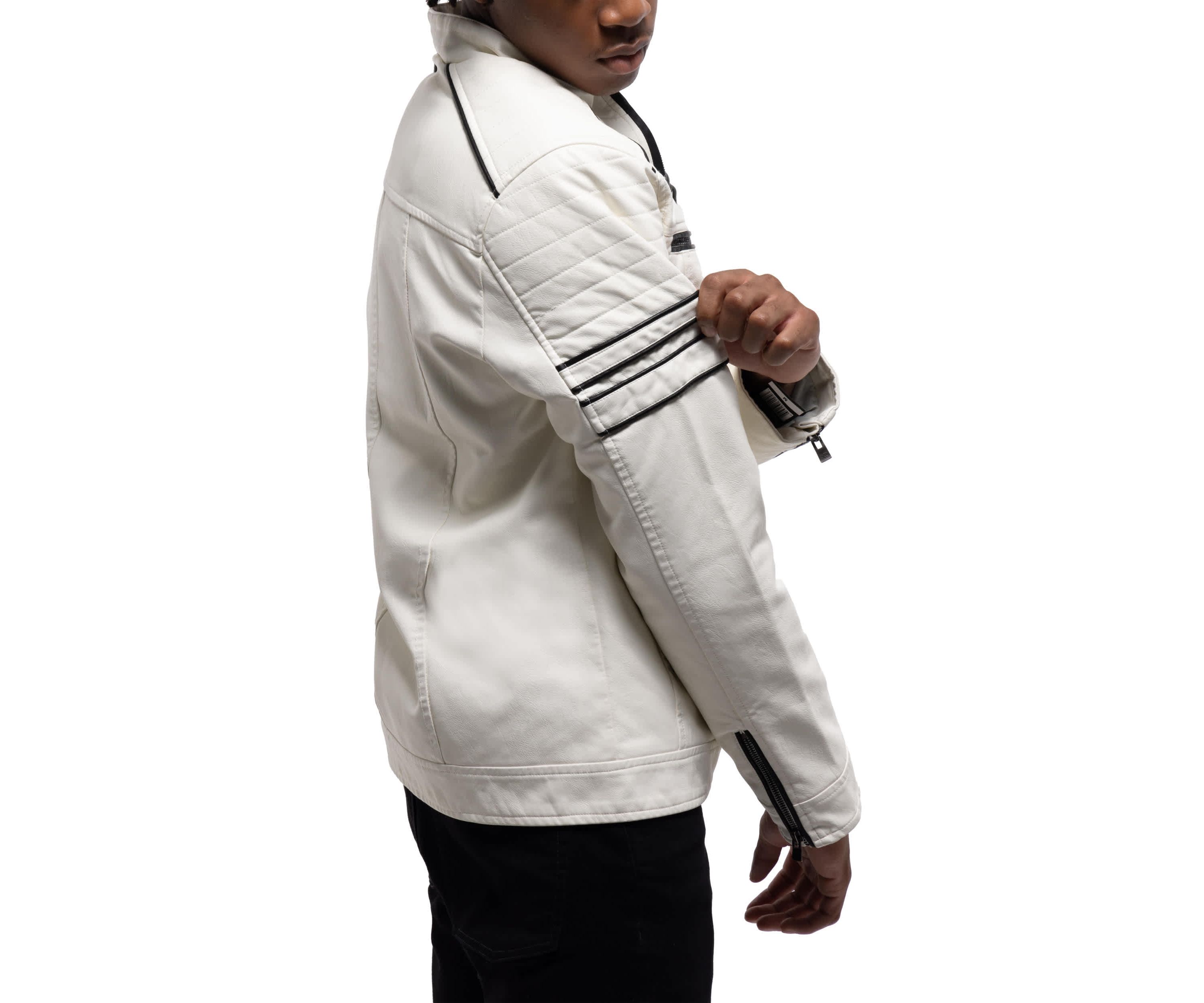 Mens PU Jacket With Faux Shearling Lining