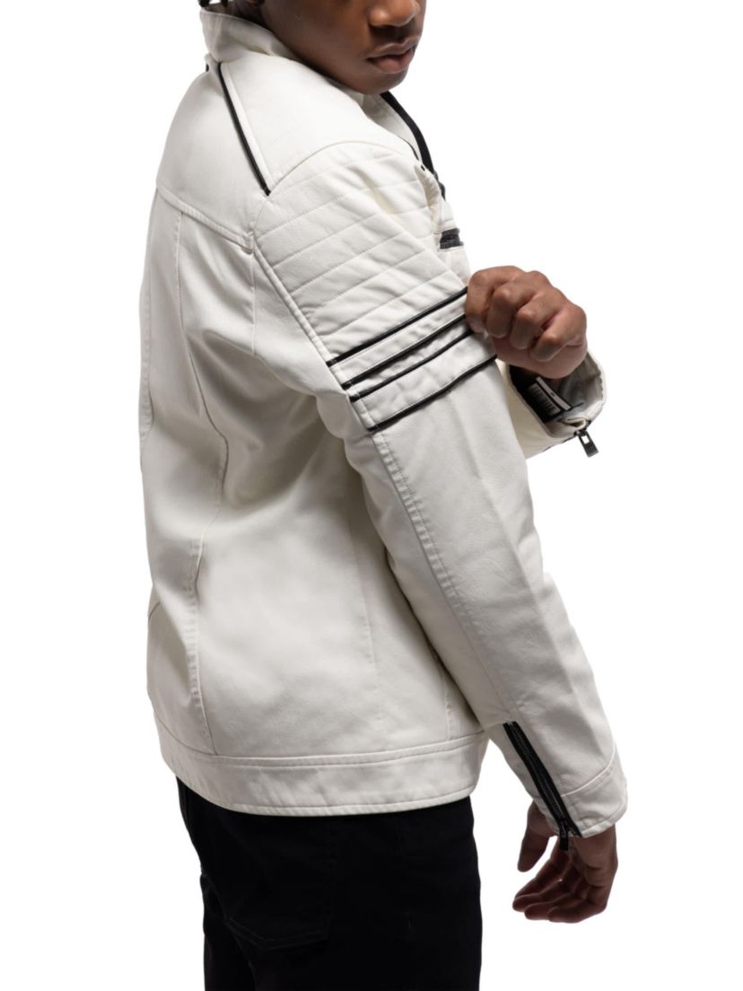 Mens PU Jacket With Faux Shearling Lining