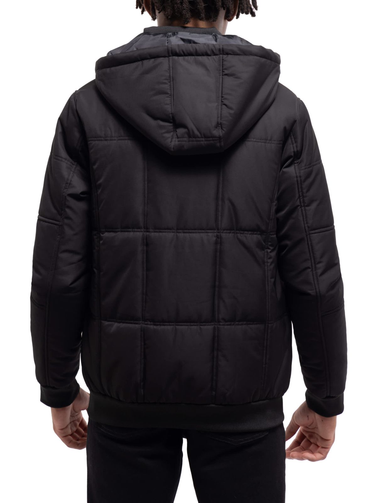 Hooded Puffer Jacket With Patch Chest Pockets