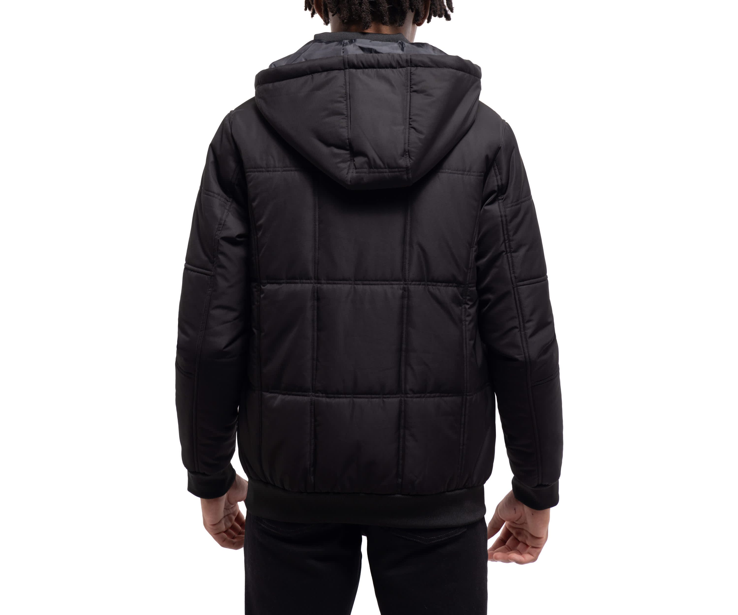 Hooded Puffer Jacket With Patch Chest Pockets