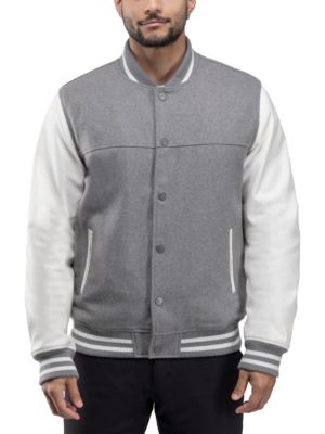 X RAY Men's Wool Varsity Bomber Jacket With PU Sleeves, XL