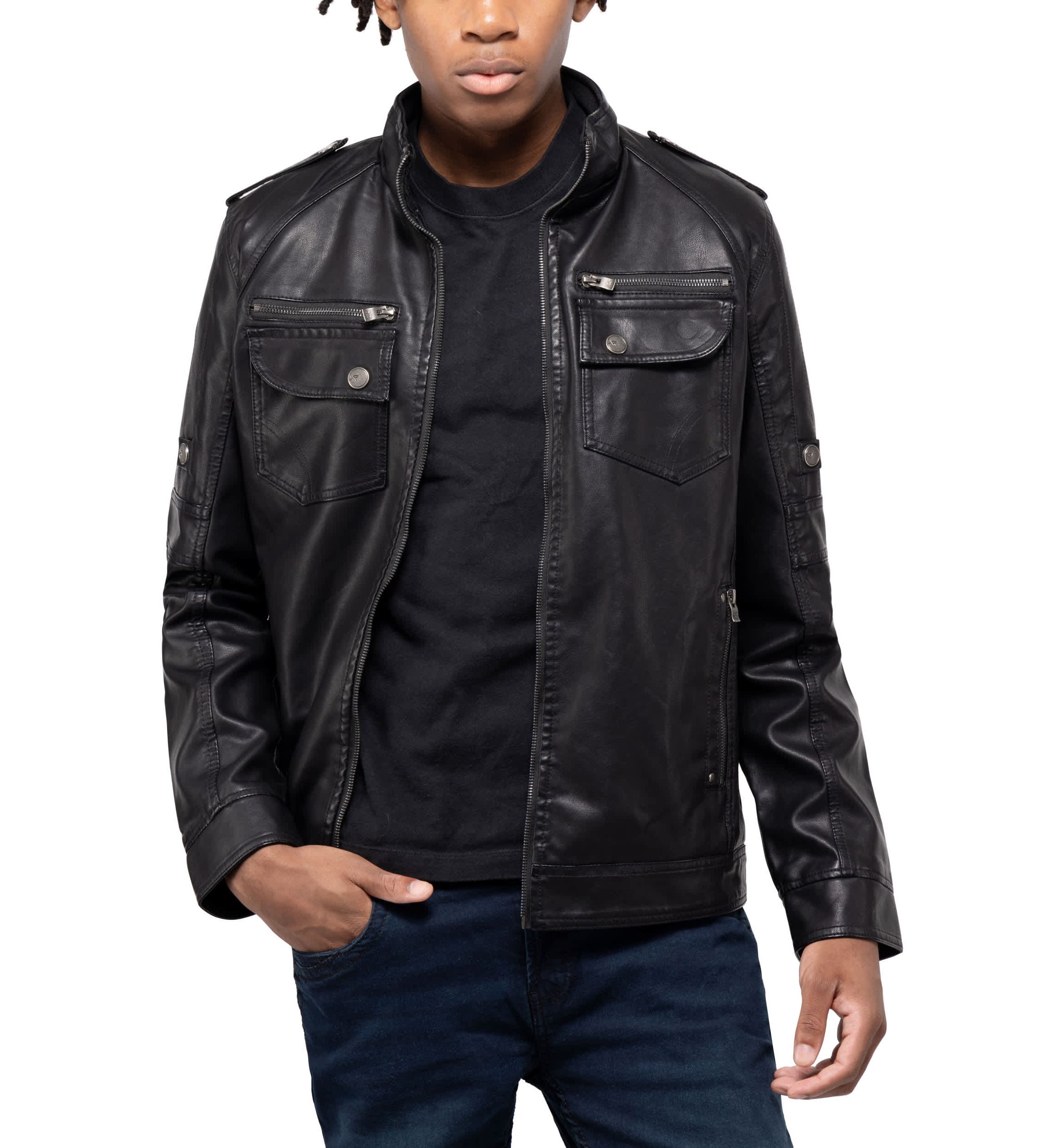 Mens Utility Jacket With Faux Shearling Lining