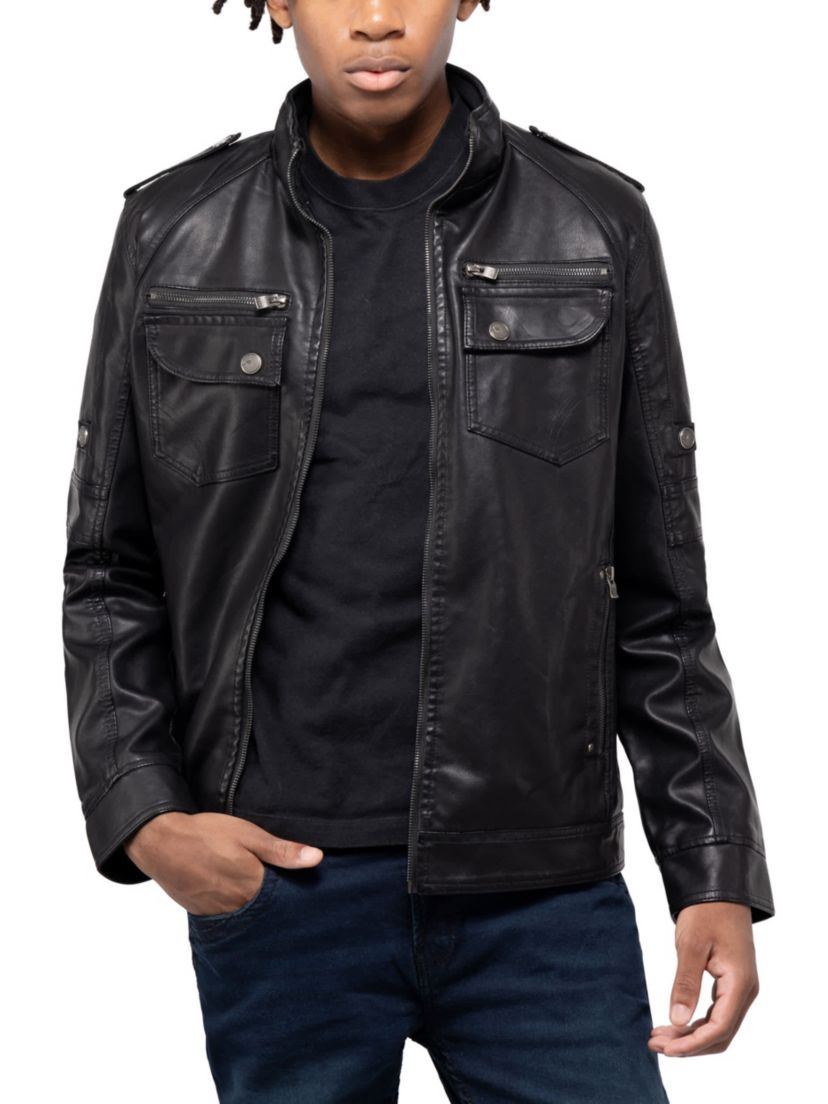 Mens Utility Jacket With Faux Shearling Lining