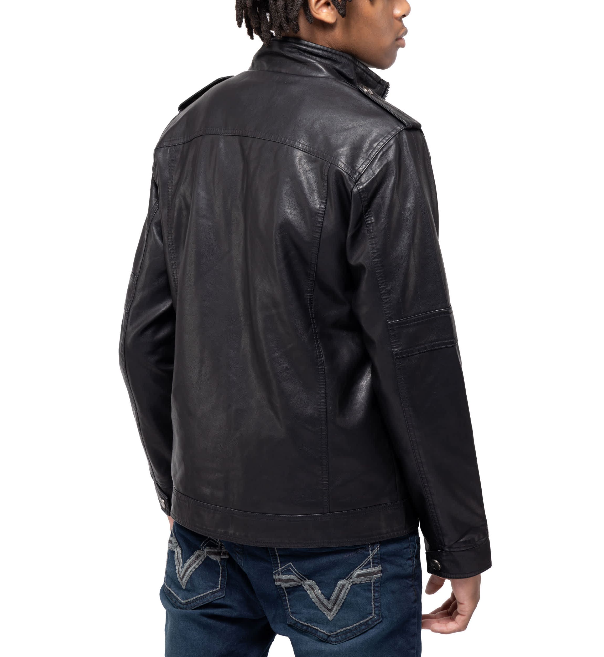 Mens Utility Jacket With Faux Shearling Lining