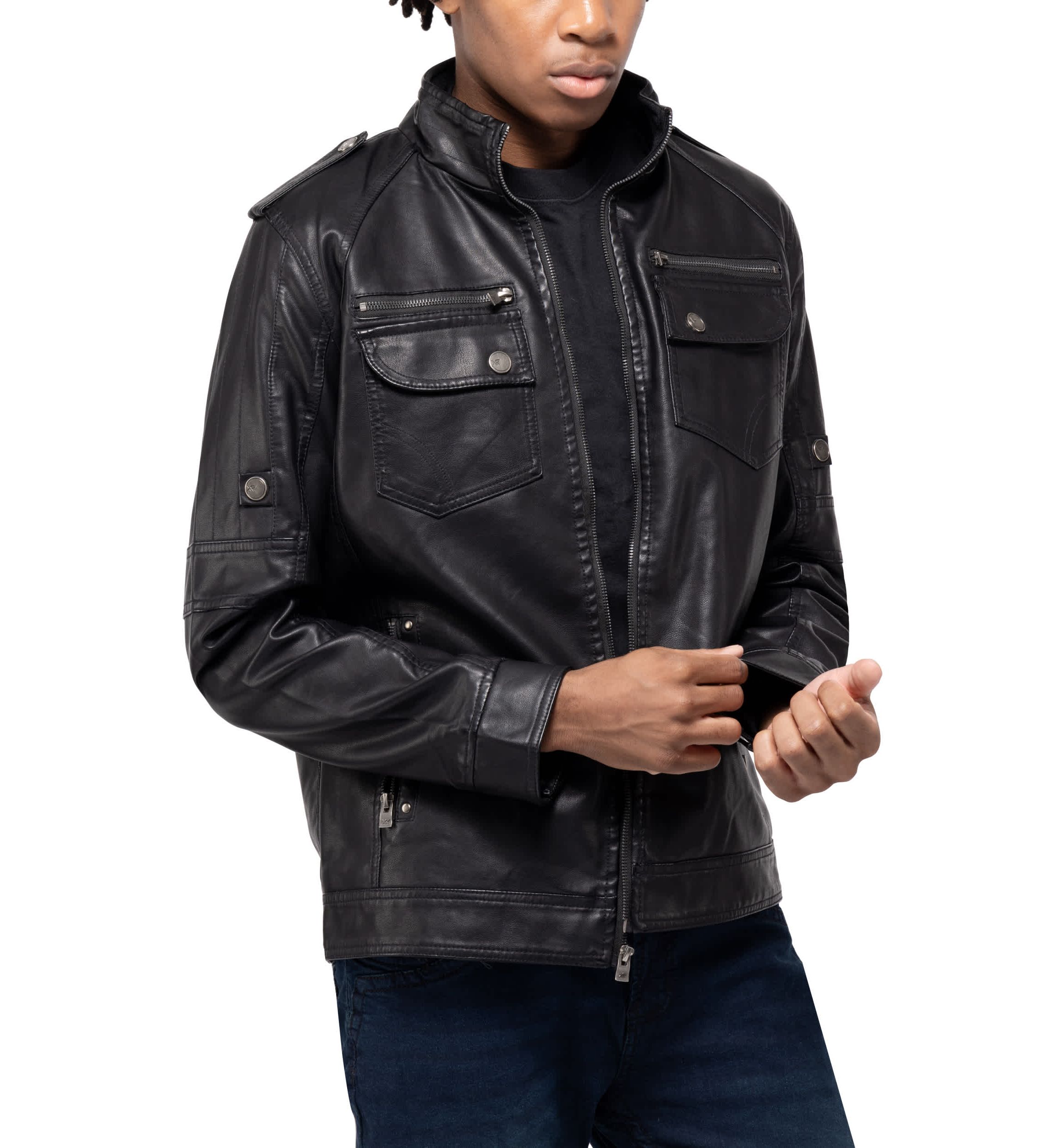 Mens Utility Jacket With Faux Shearling Lining