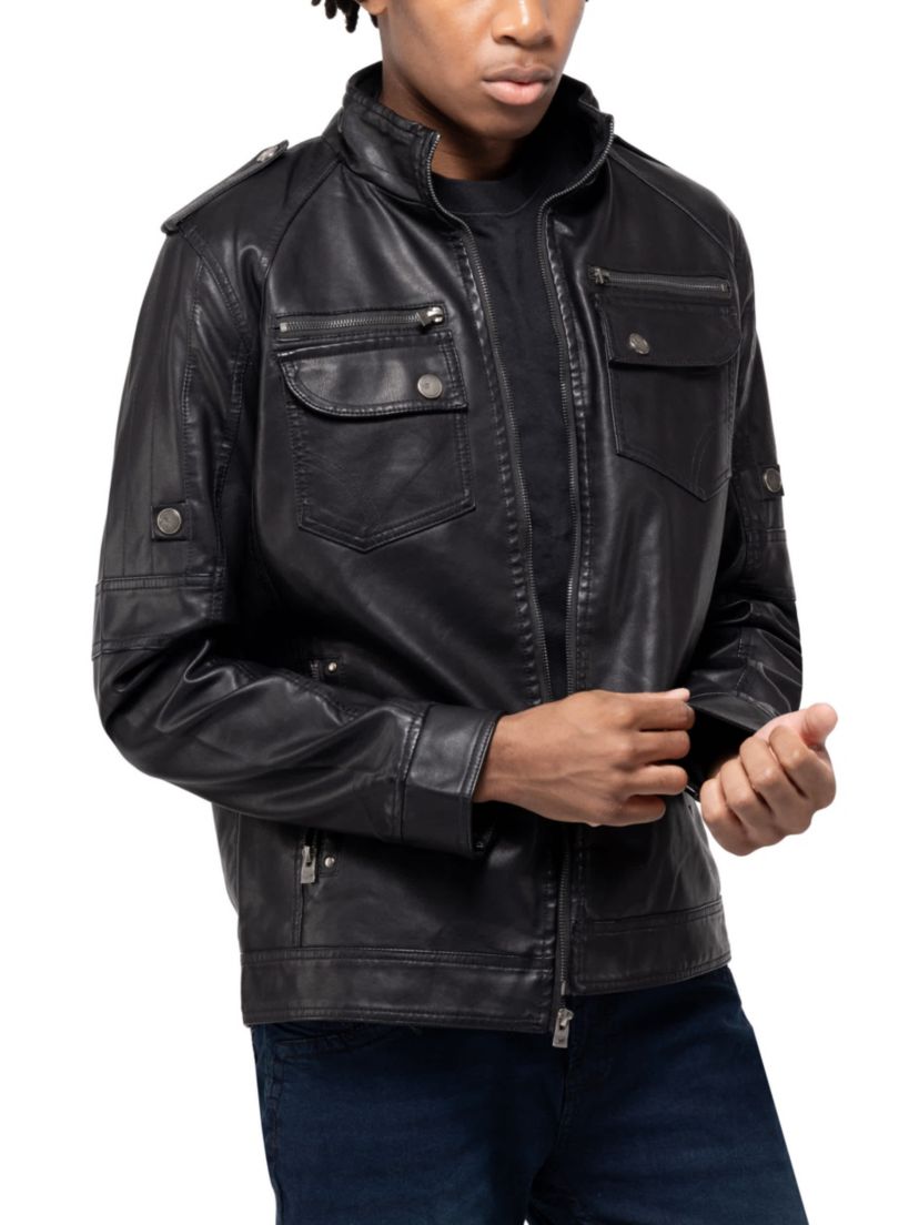 Mens Utility Jacket With Faux Shearling Lining