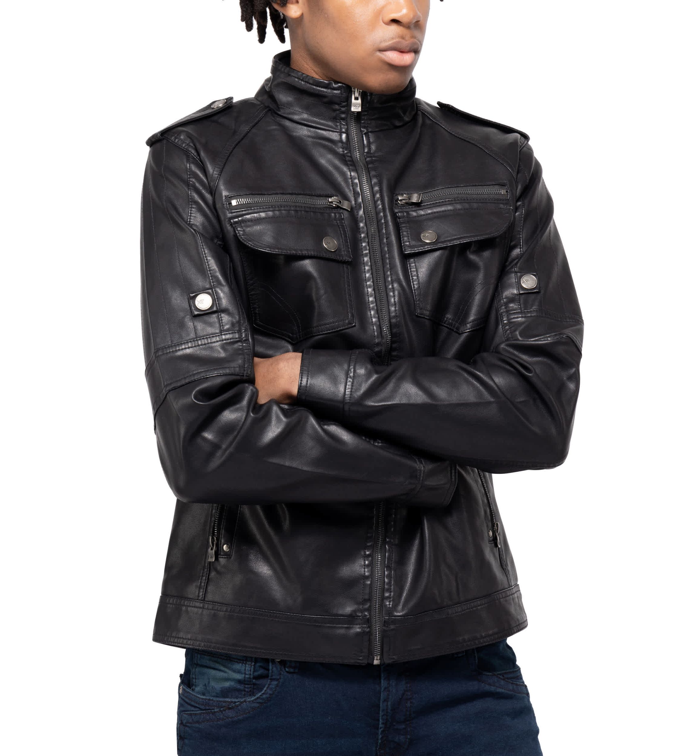 Mens Utility Jacket With Faux Shearling Lining