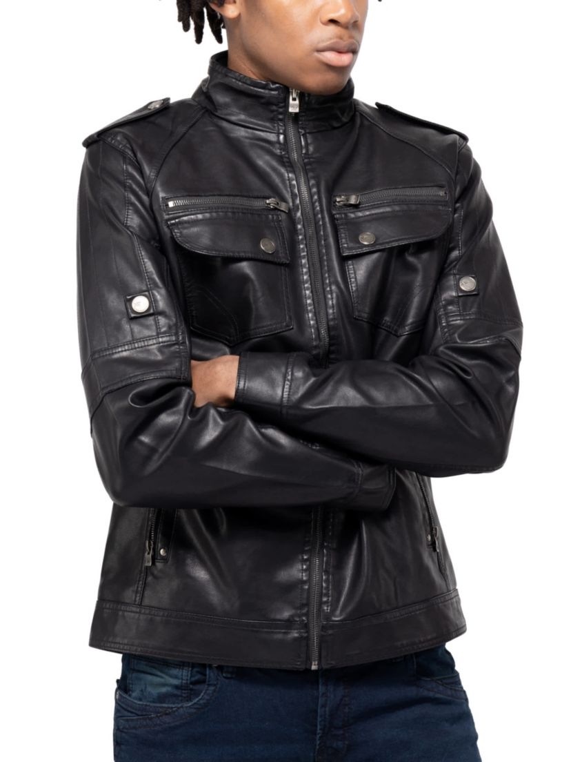 Mens Utility Jacket With Faux Shearling Lining
