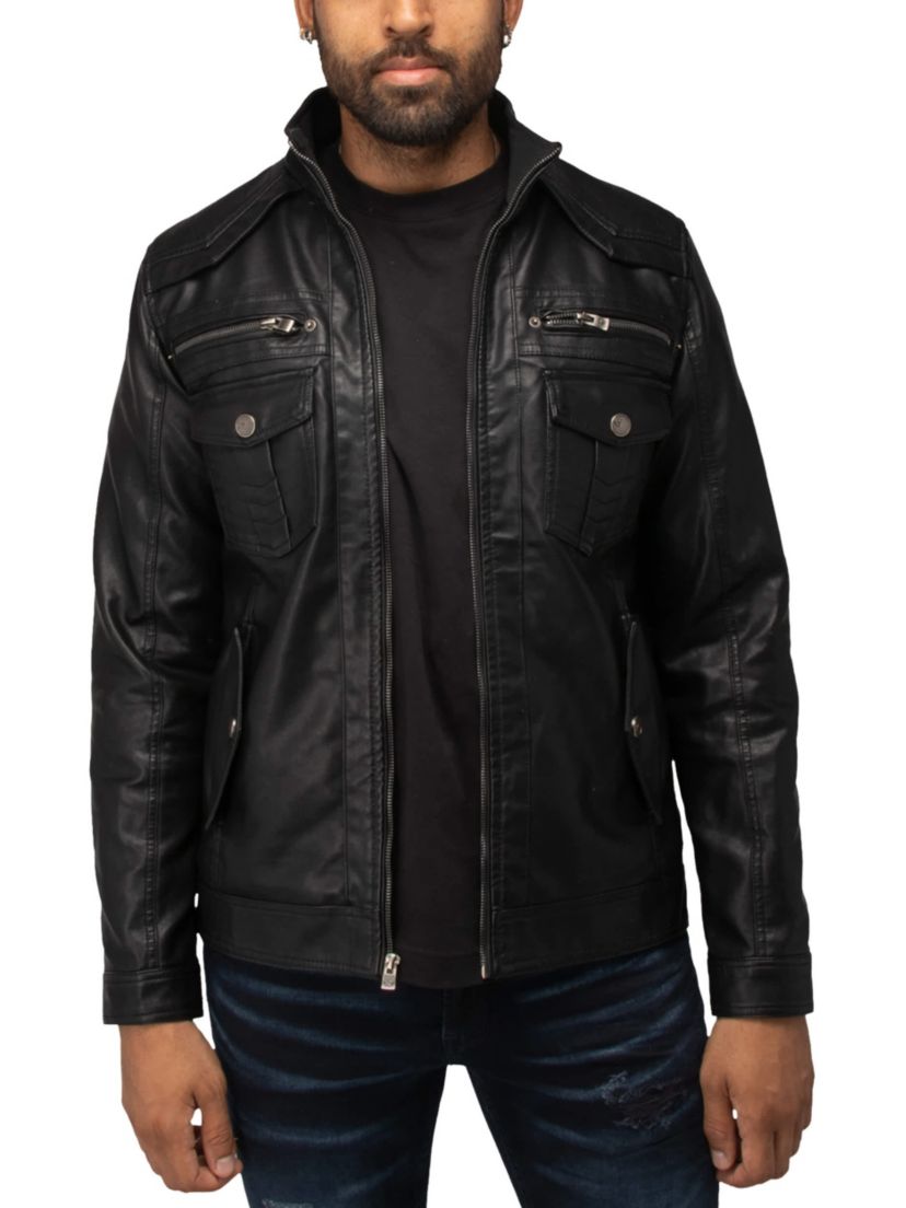 Mens Utility Jacket With Faux Shearling Lining