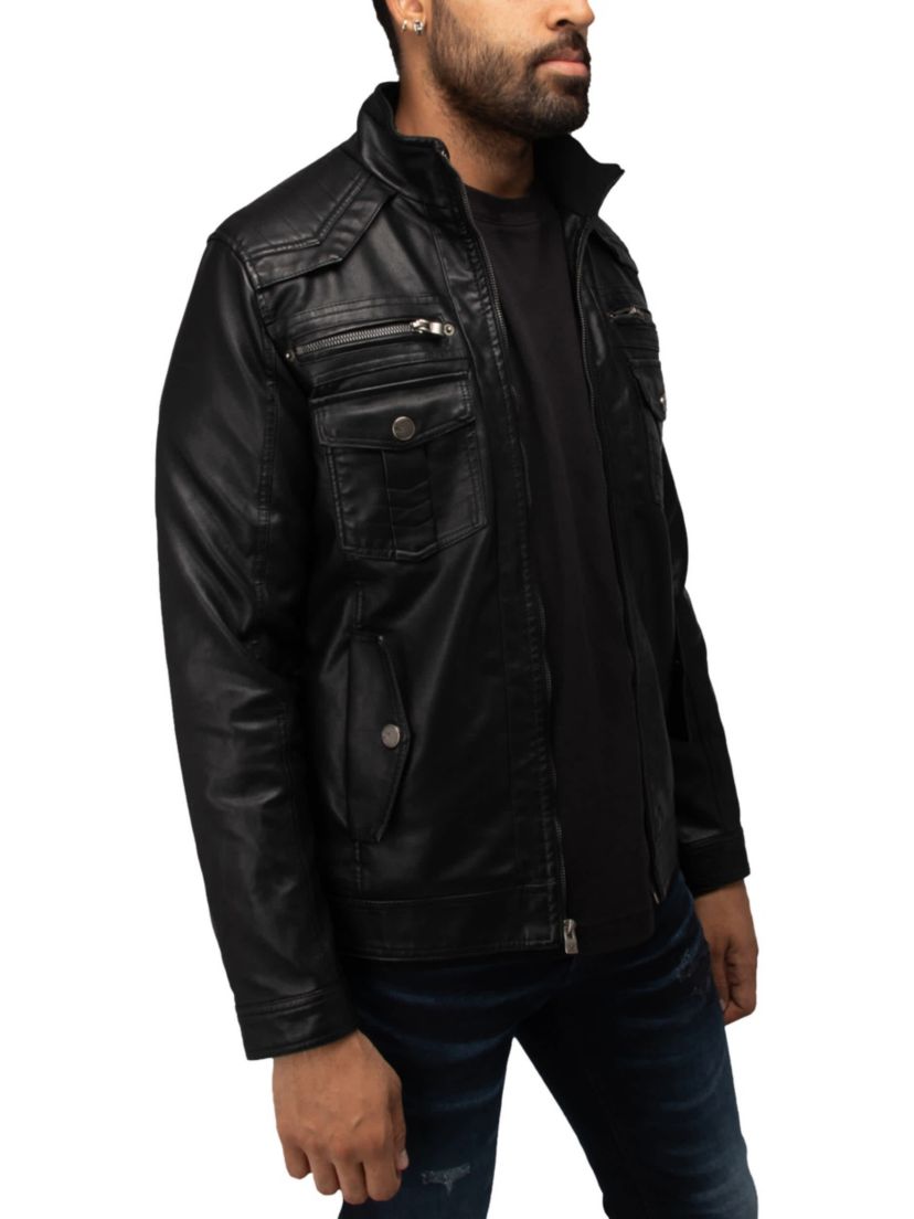 Mens Utility Jacket With Faux Shearling Lining