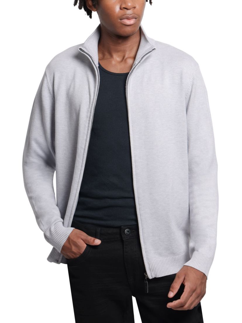 Mens Full Zip Mock Neck Sweater