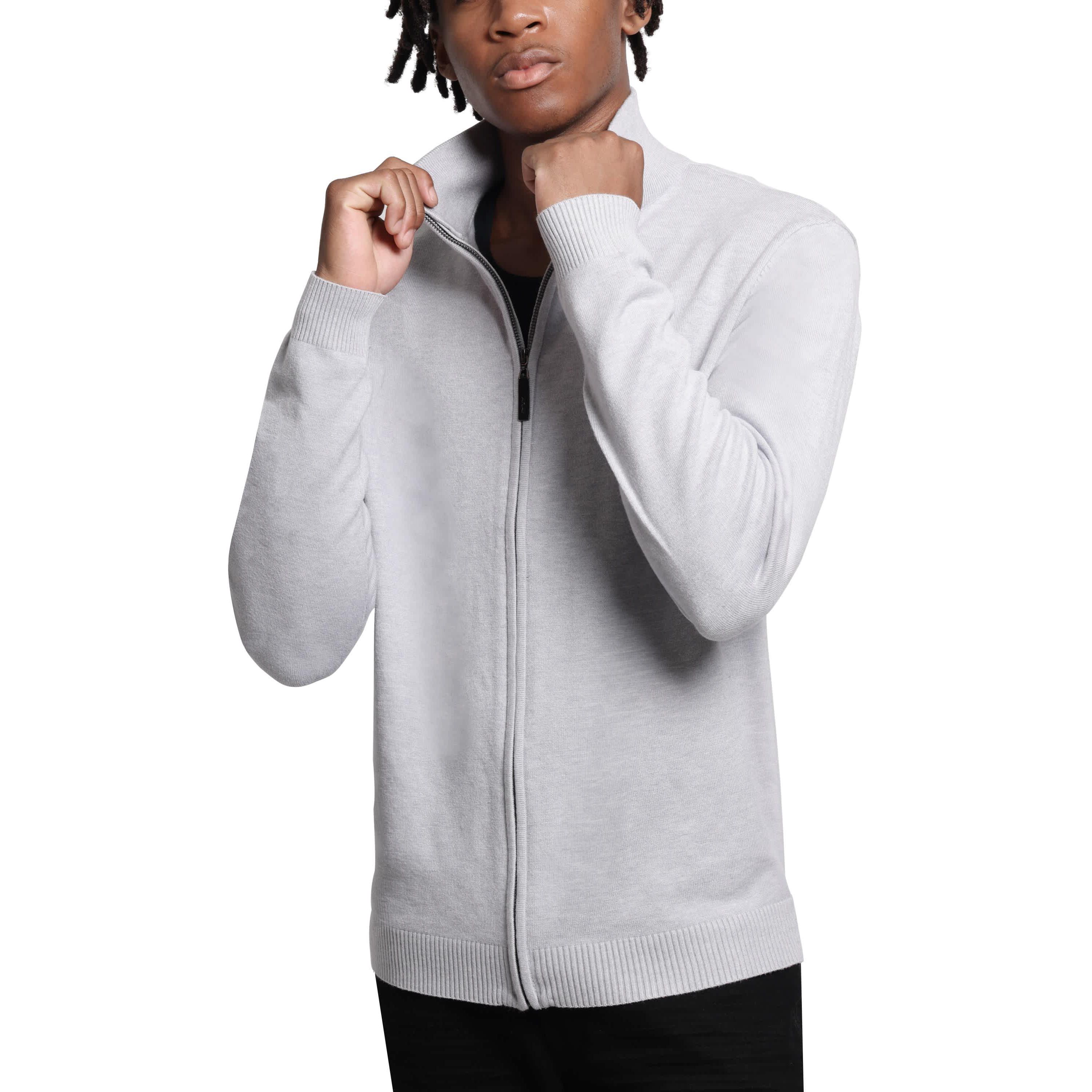 Mens Full Zip Mock Neck Sweater