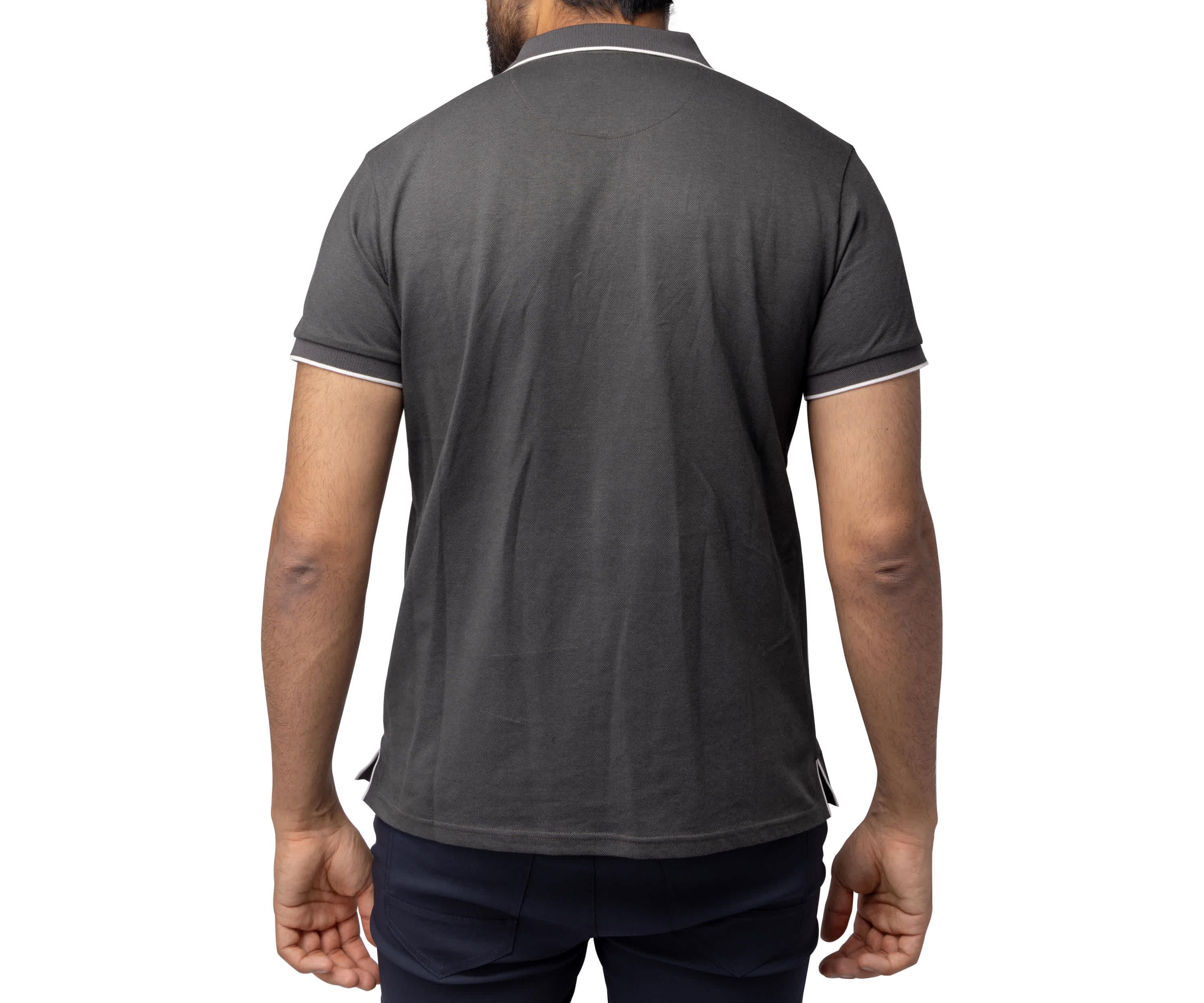 Mens Short Sleeve Pieced Pique Tipped Polo