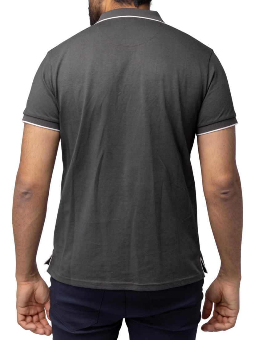 Mens Short Sleeve Pieced Pique Tipped Polo