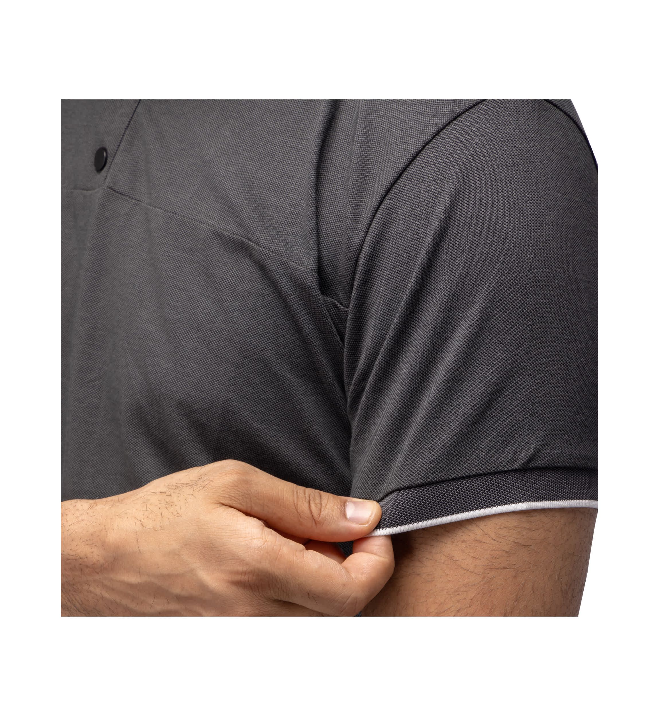 Mens Short Sleeve Pieced Pique Tipped Polo