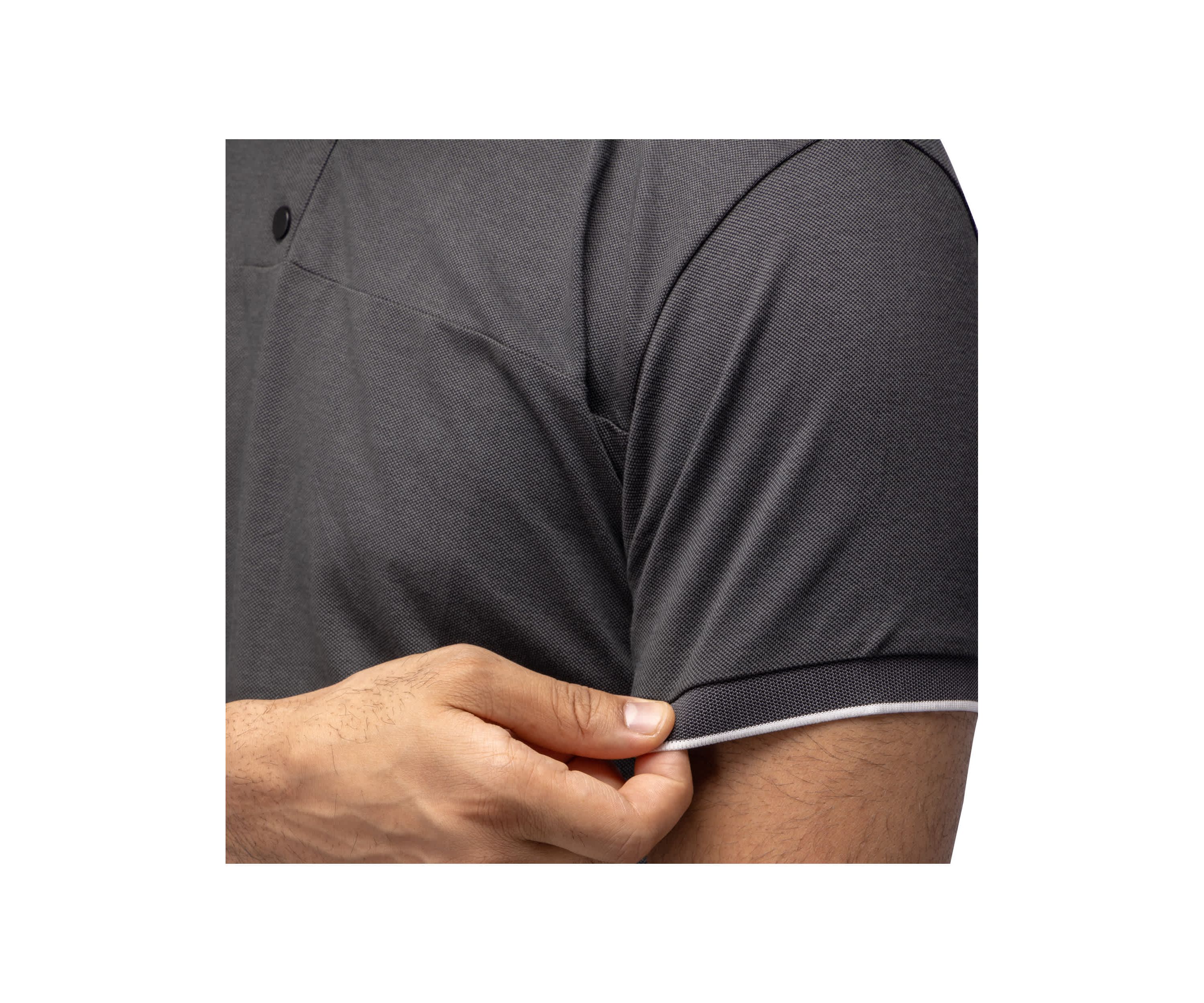 Mens Short Sleeve Pieced Pique Tipped Polo