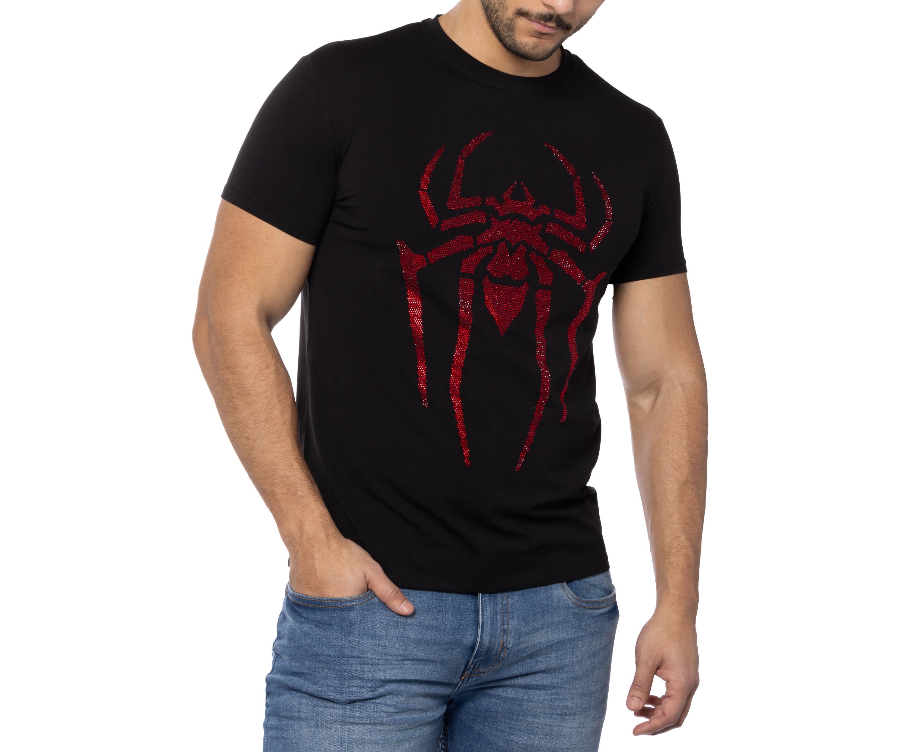 Mens Spider Rhinestone Graphic T-Shirts