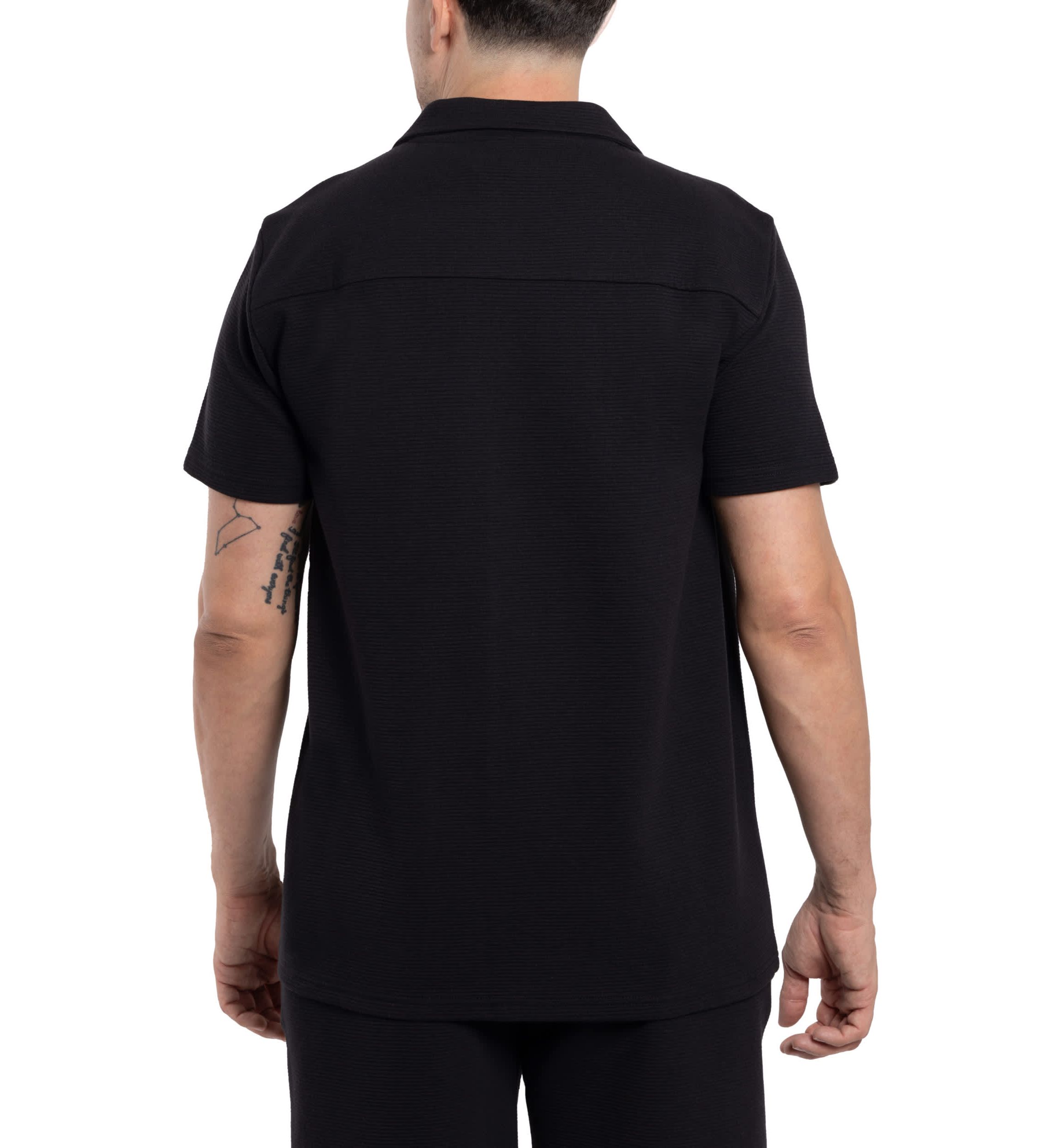 Mens Camp Collar Short Sleeve Textured Button-Up Shirt