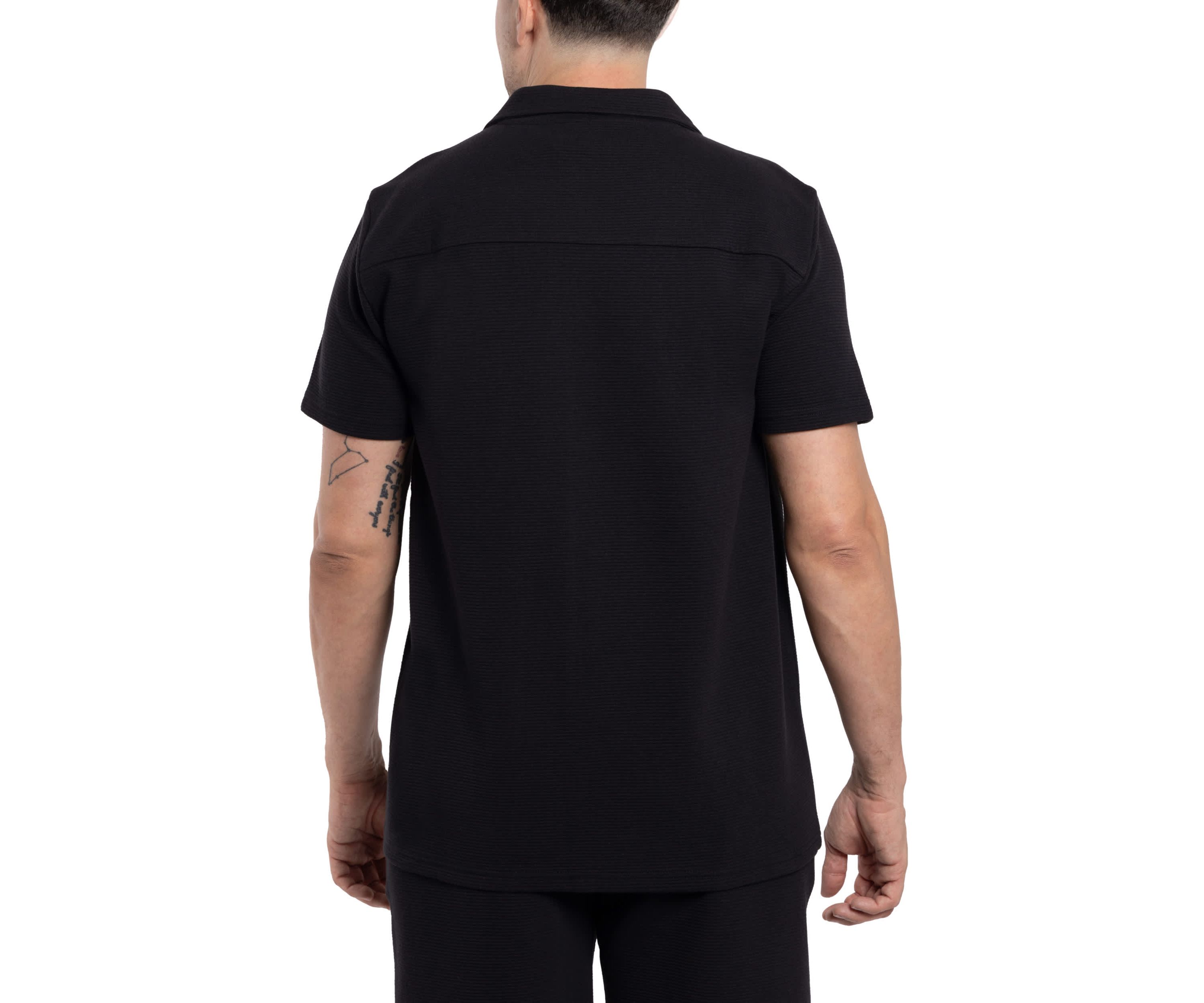 Mens Camp Collar Short Sleeve Textured Button-Up Shirt