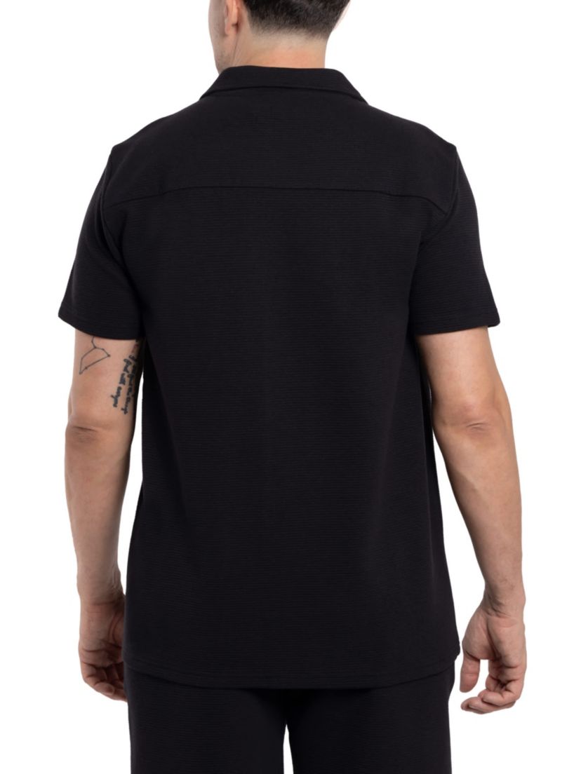 Mens Camp Collar Short Sleeve Textured Button-Up Shirt