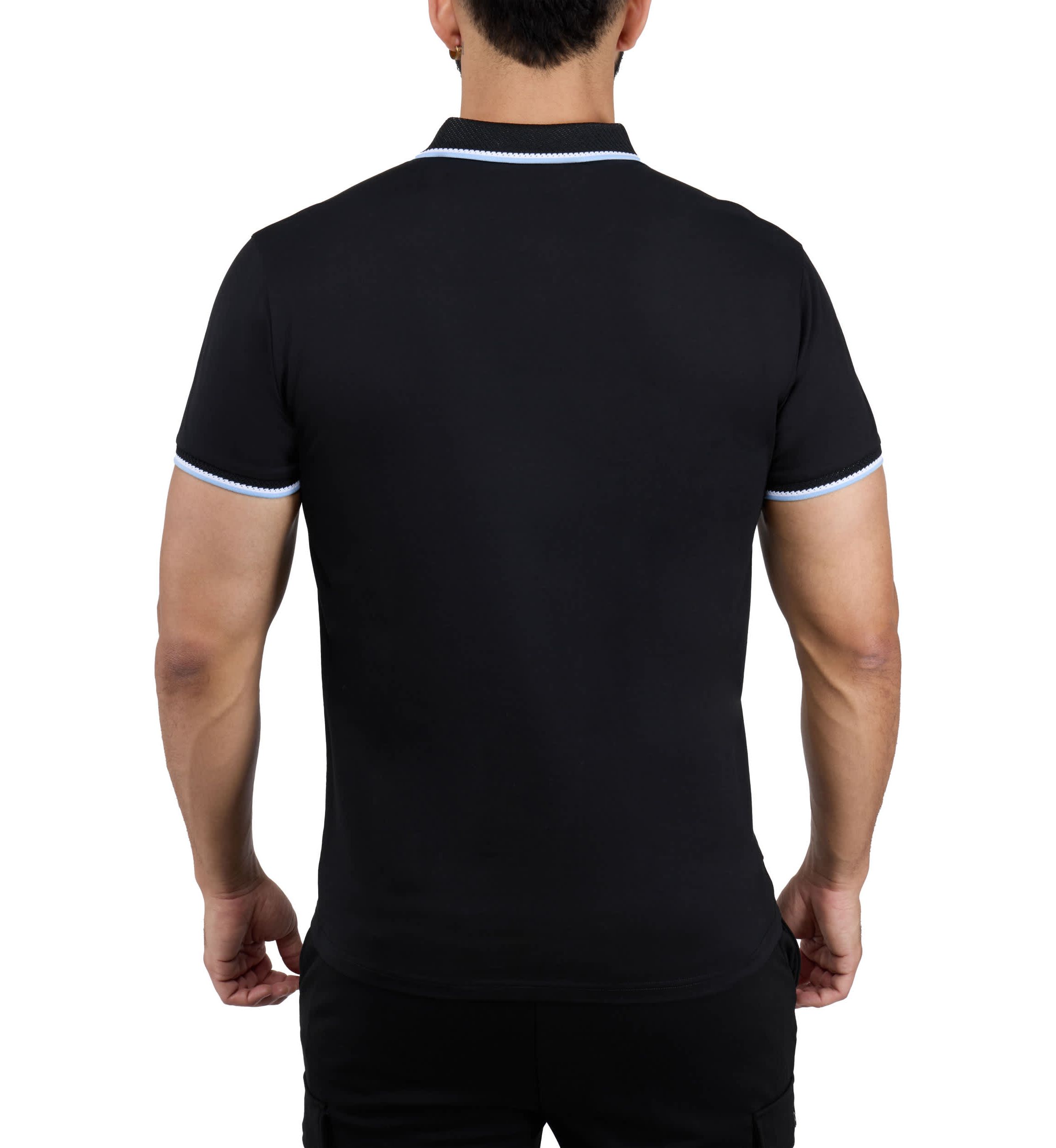 Mens Herringbone Ribbed Collar Tipped Polo