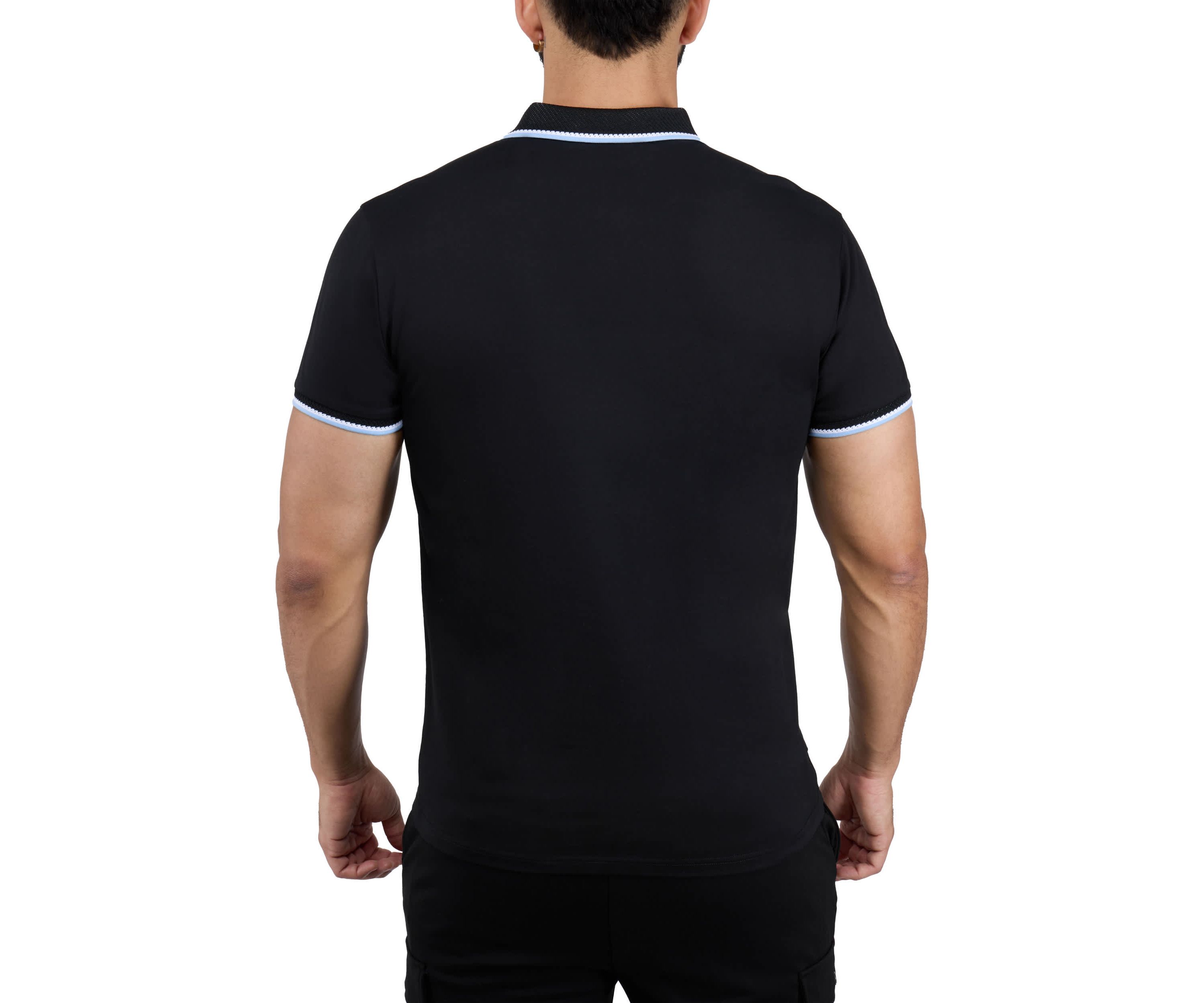 Mens Herringbone Ribbed Collar Tipped Polo