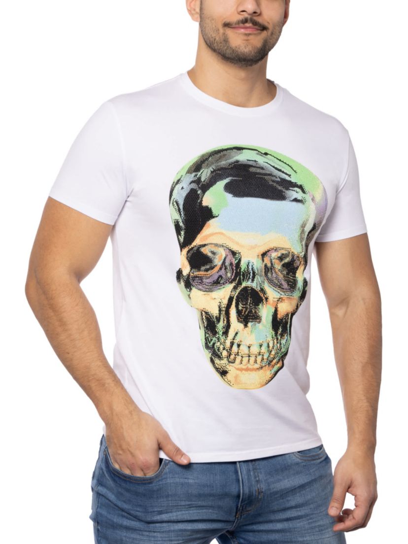 Mens Tie Dye Skull Rhinestone Graphic T-Shirts