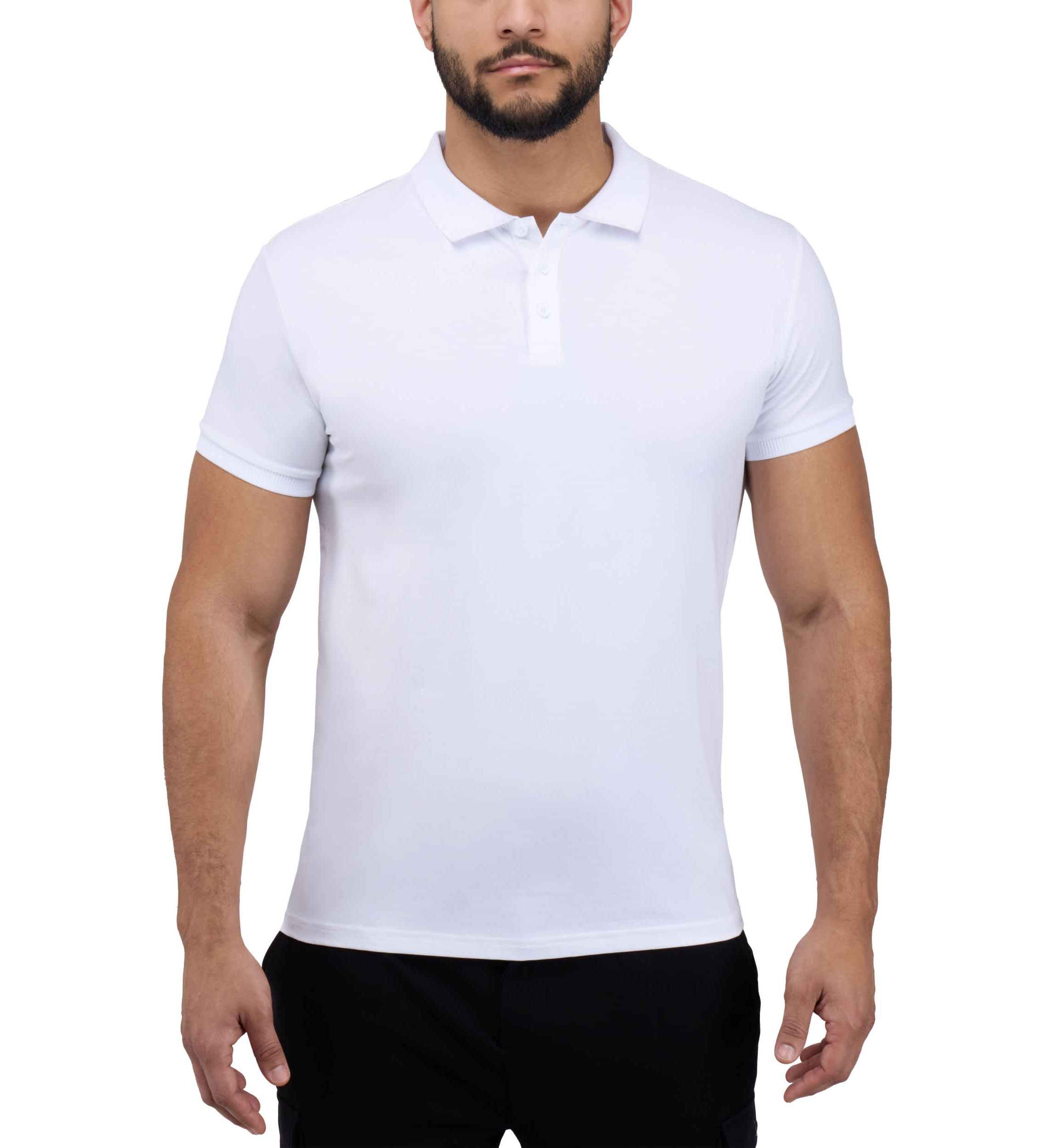 Mens Short Sleeve Ribbed Collar Polo