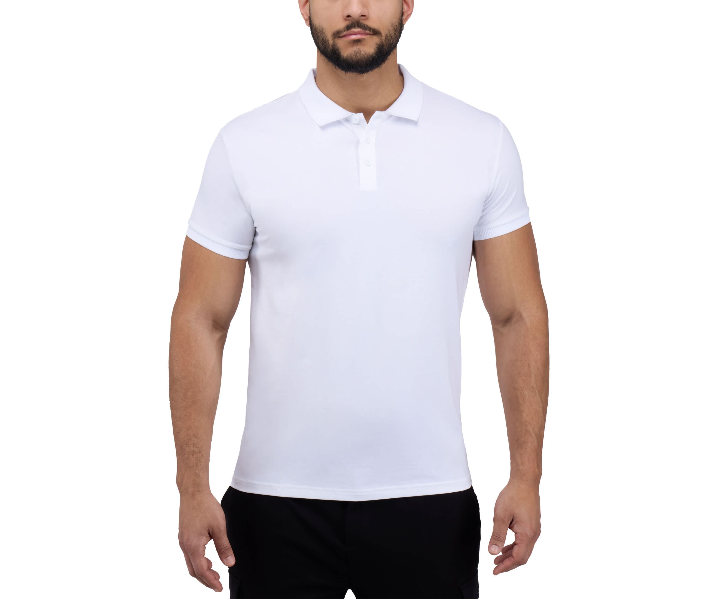 Mens Short Sleeve Ribbed Collar Polo