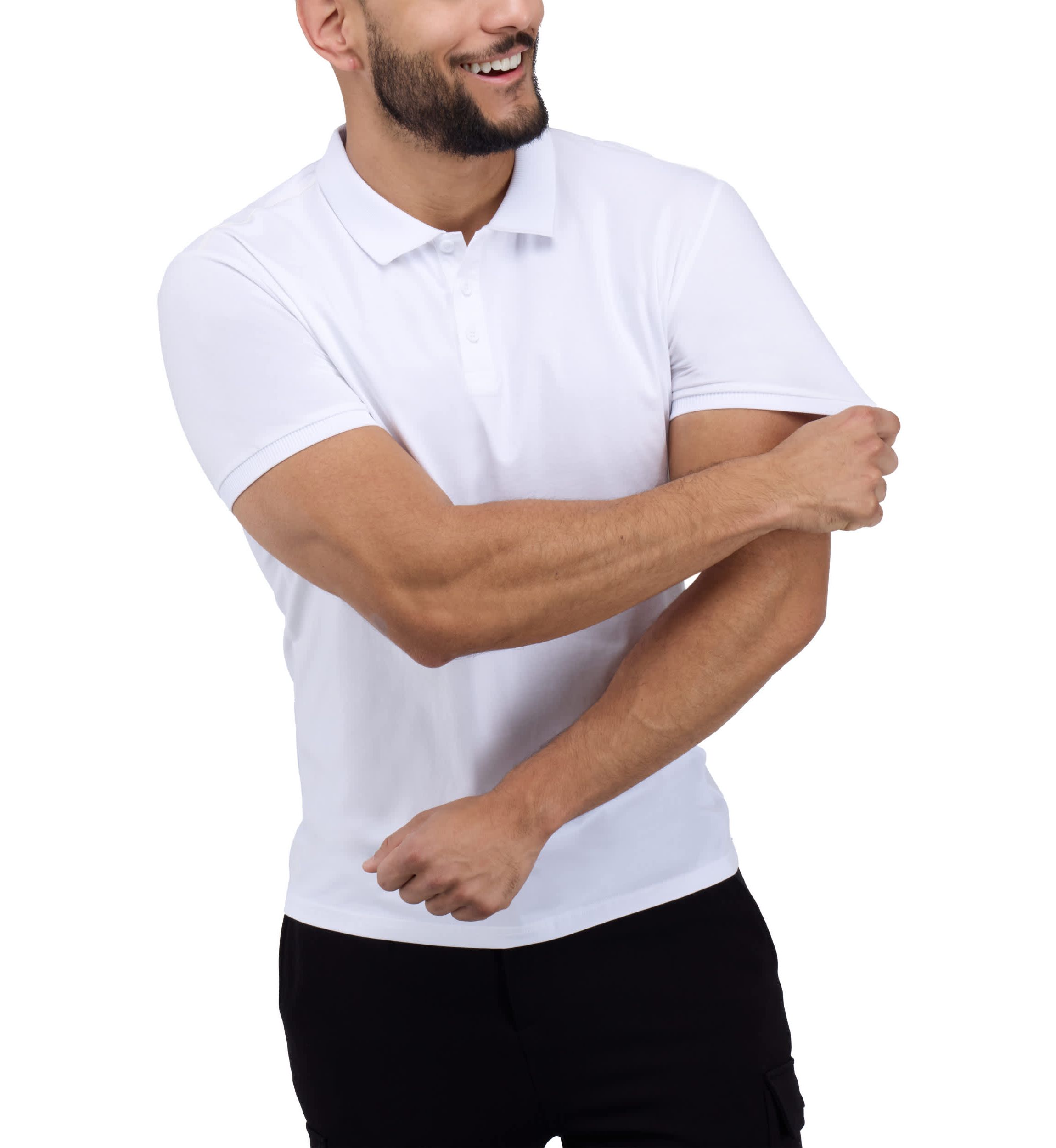 Mens Short Sleeve Ribbed Collar Polo