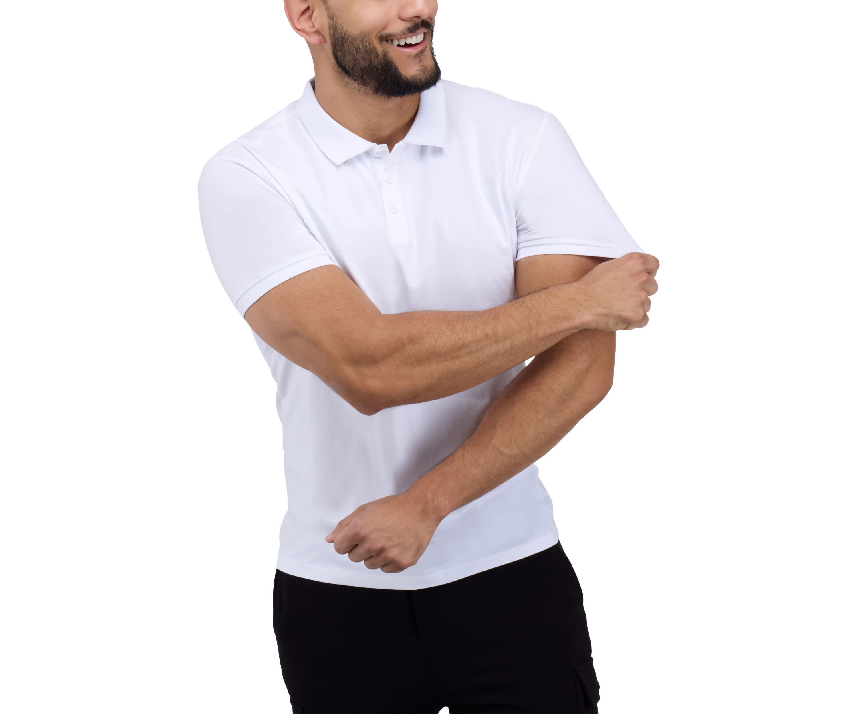 Mens Short Sleeve Ribbed Collar Polo