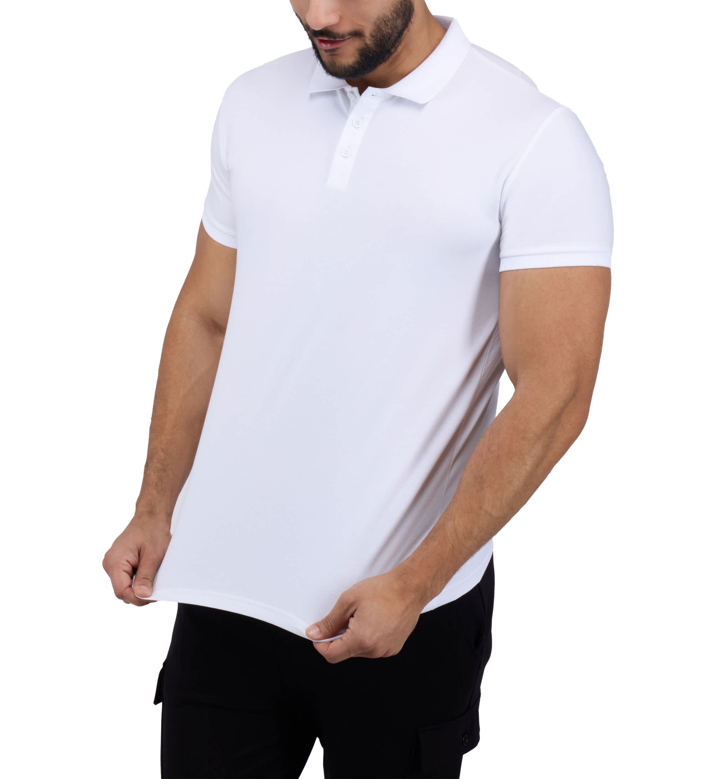 Mens Short Sleeve Ribbed Collar Polo