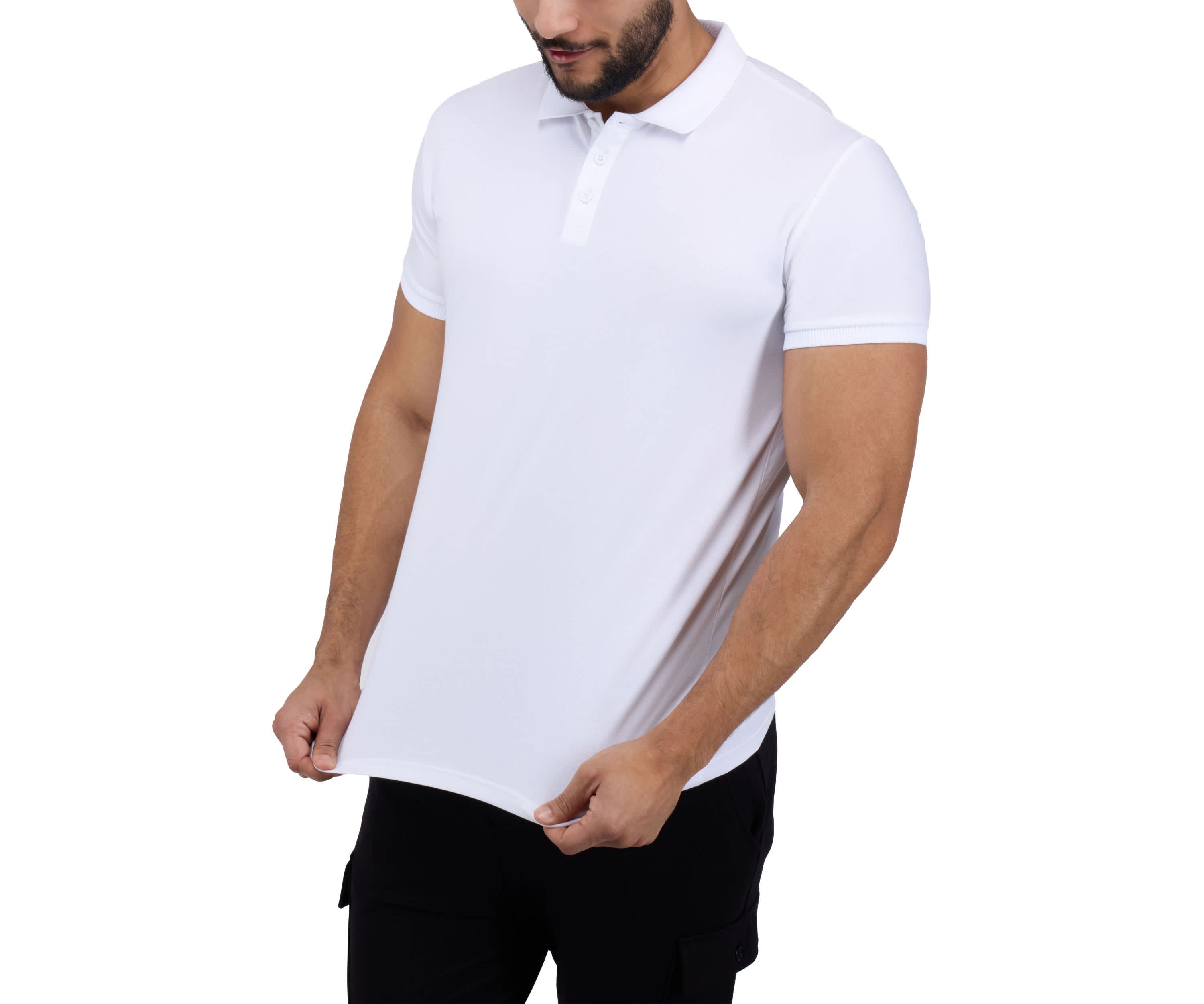Mens Short Sleeve Ribbed Collar Polo
