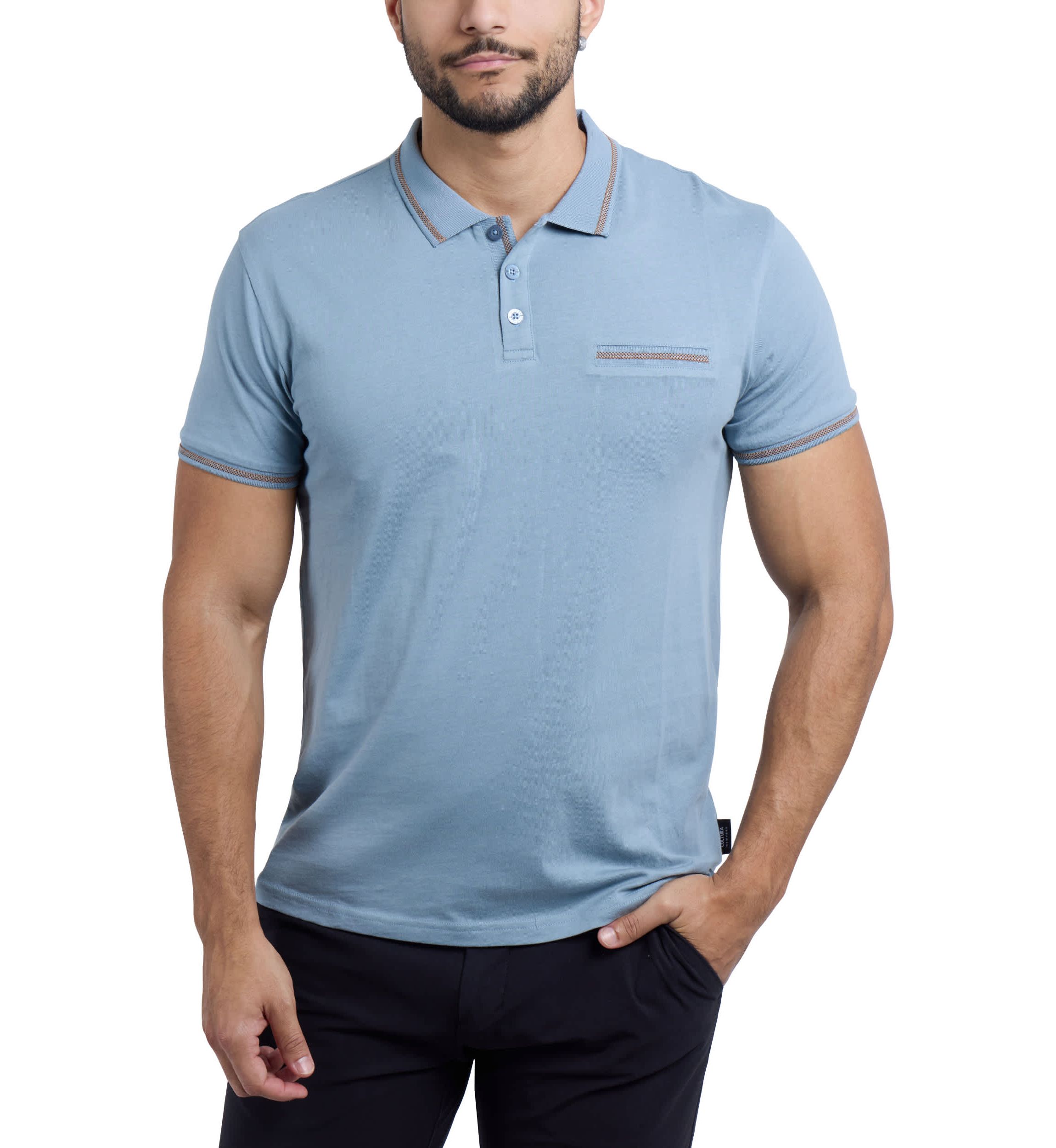 Mens Cotton Contrast Tipped Polo Shirt