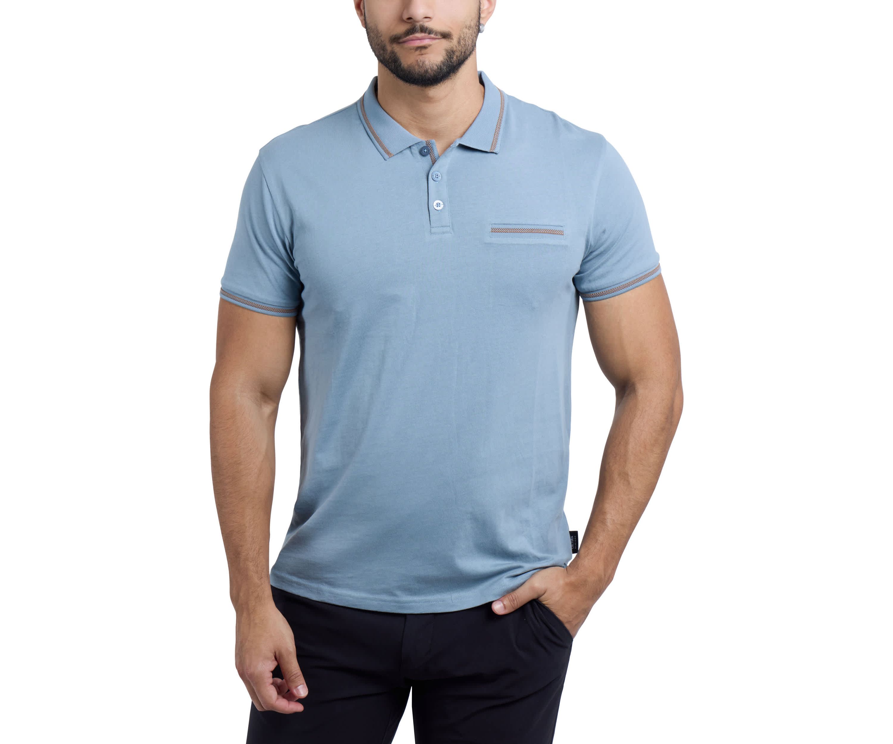 Mens Cotton Contrast Tipped Polo Shirt