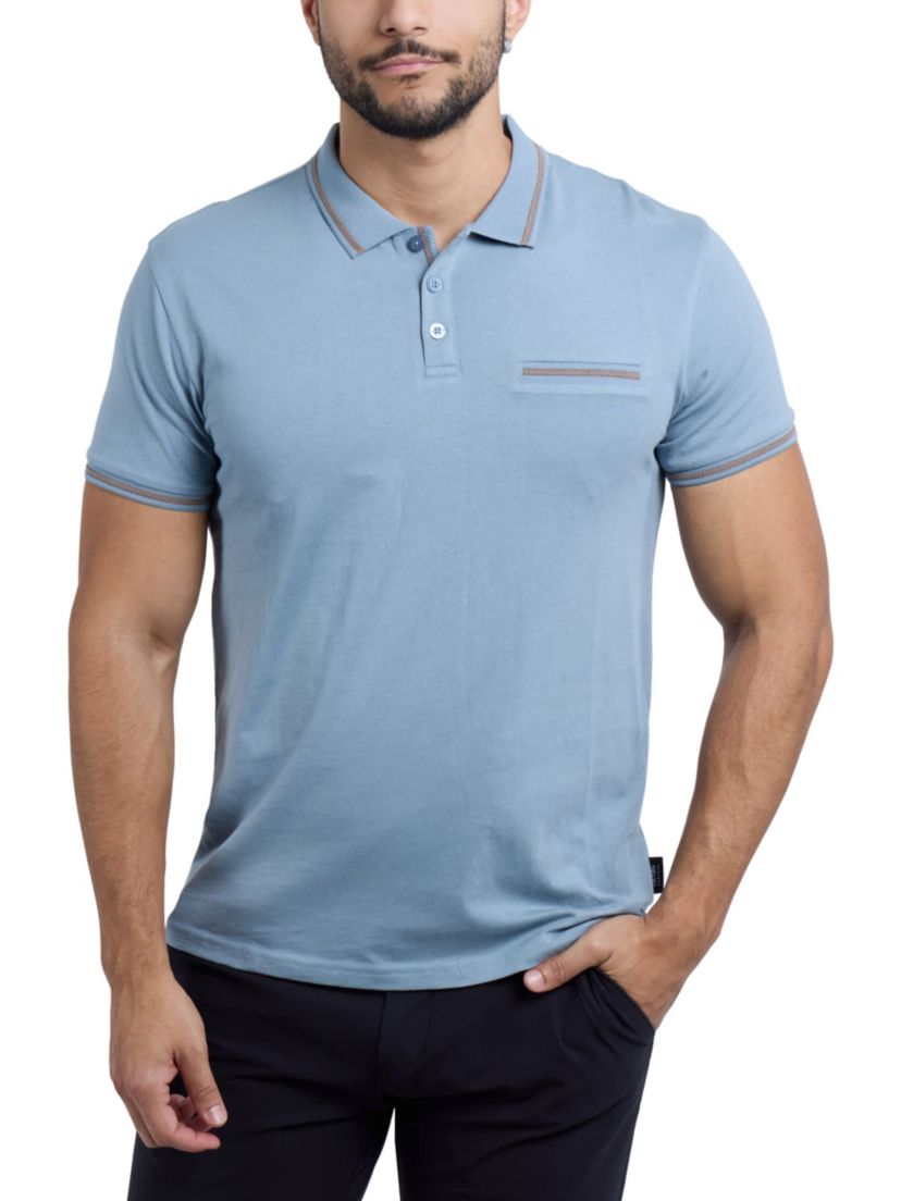 Mens Cotton Contrast Tipped Polo Shirt