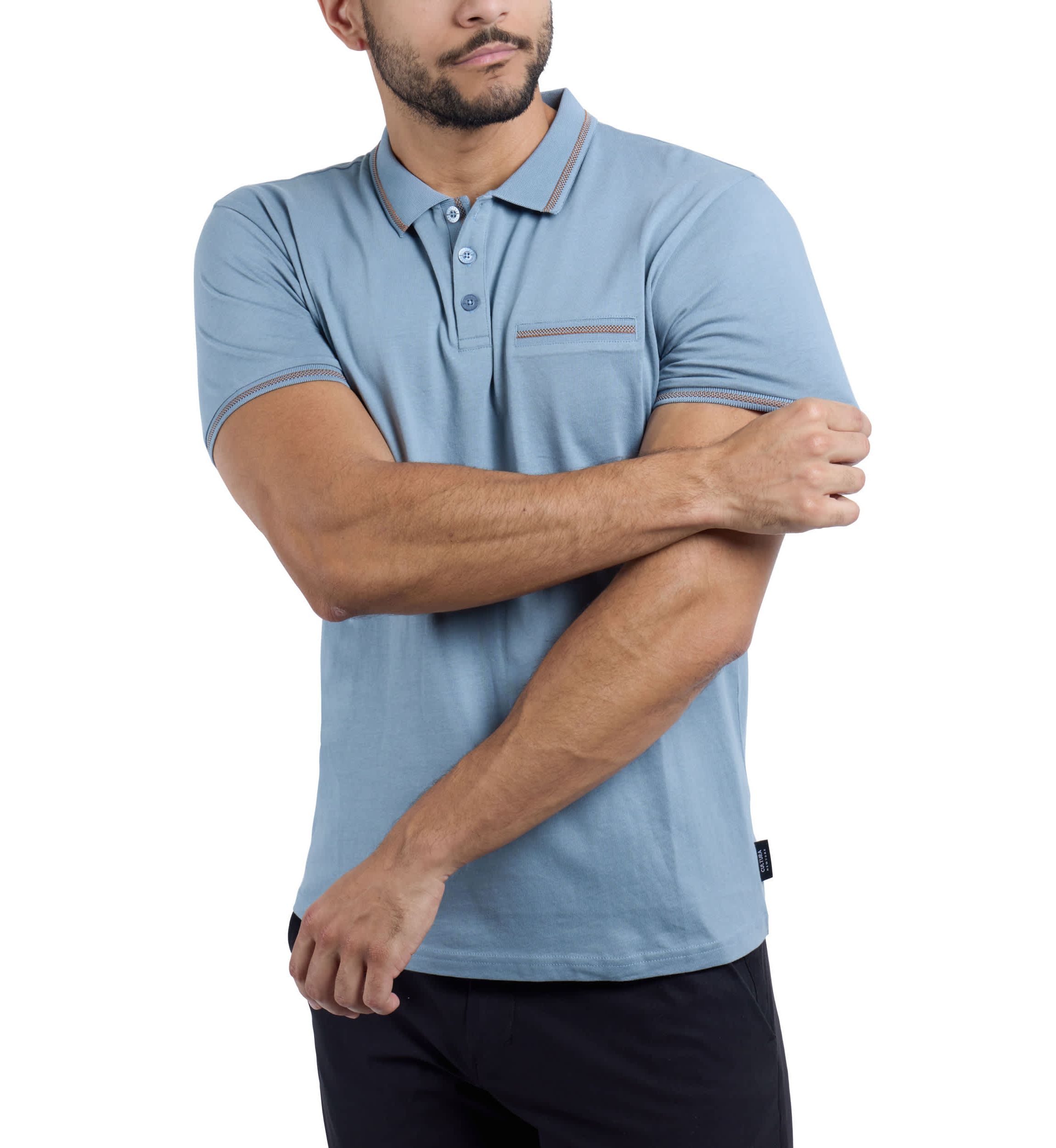 Mens Cotton Contrast Tipped Polo Shirt
