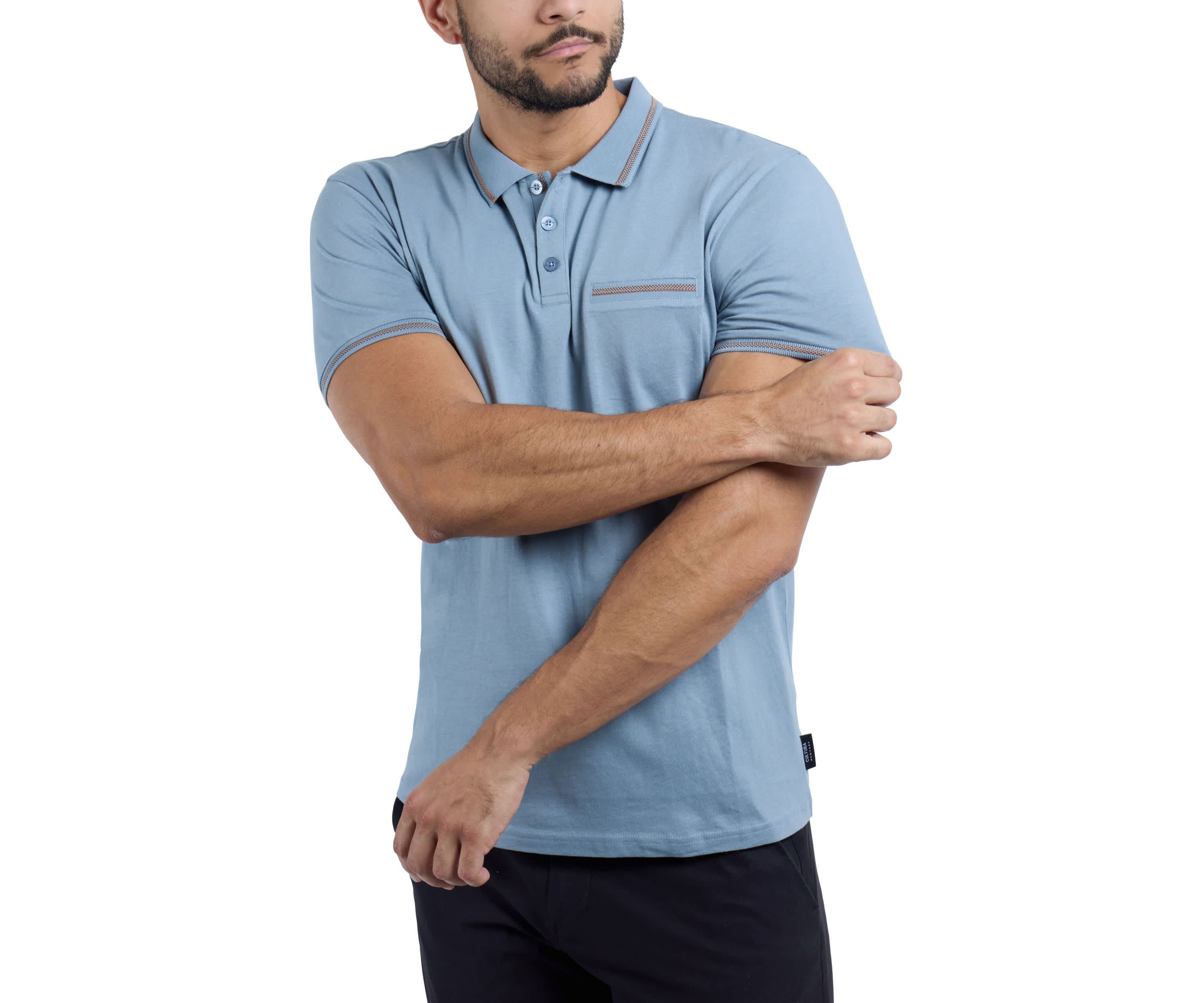 Mens Cotton Contrast Tipped Polo Shirt