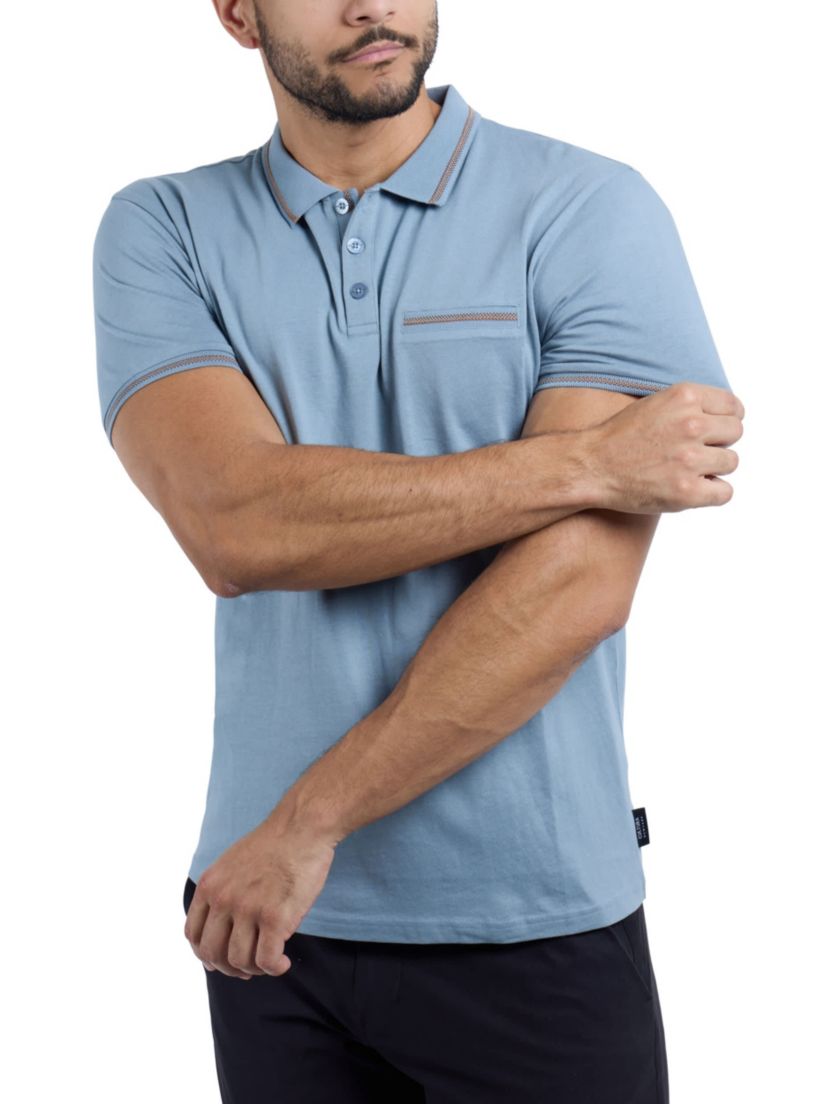 Mens Cotton Contrast Tipped Polo Shirt