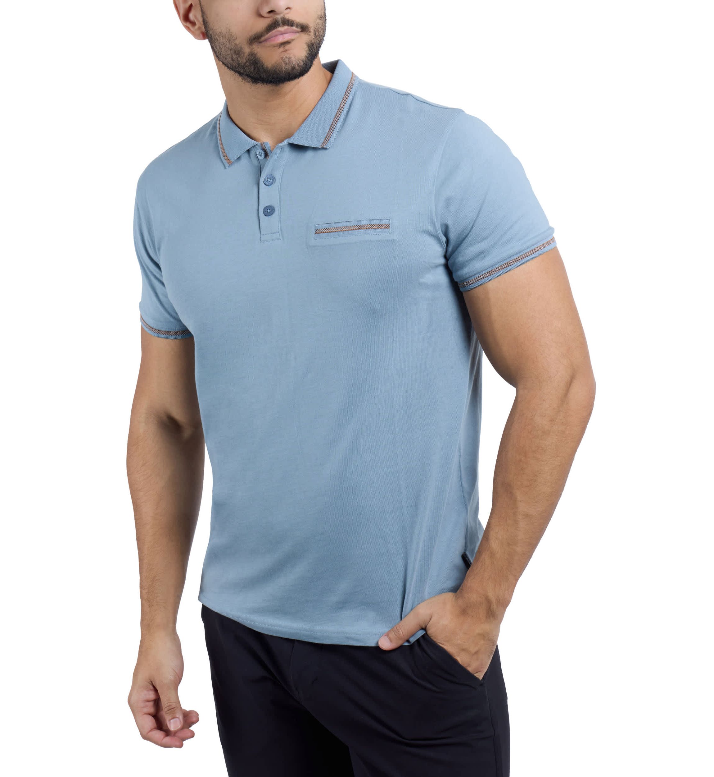 Mens Cotton Contrast Tipped Polo Shirt