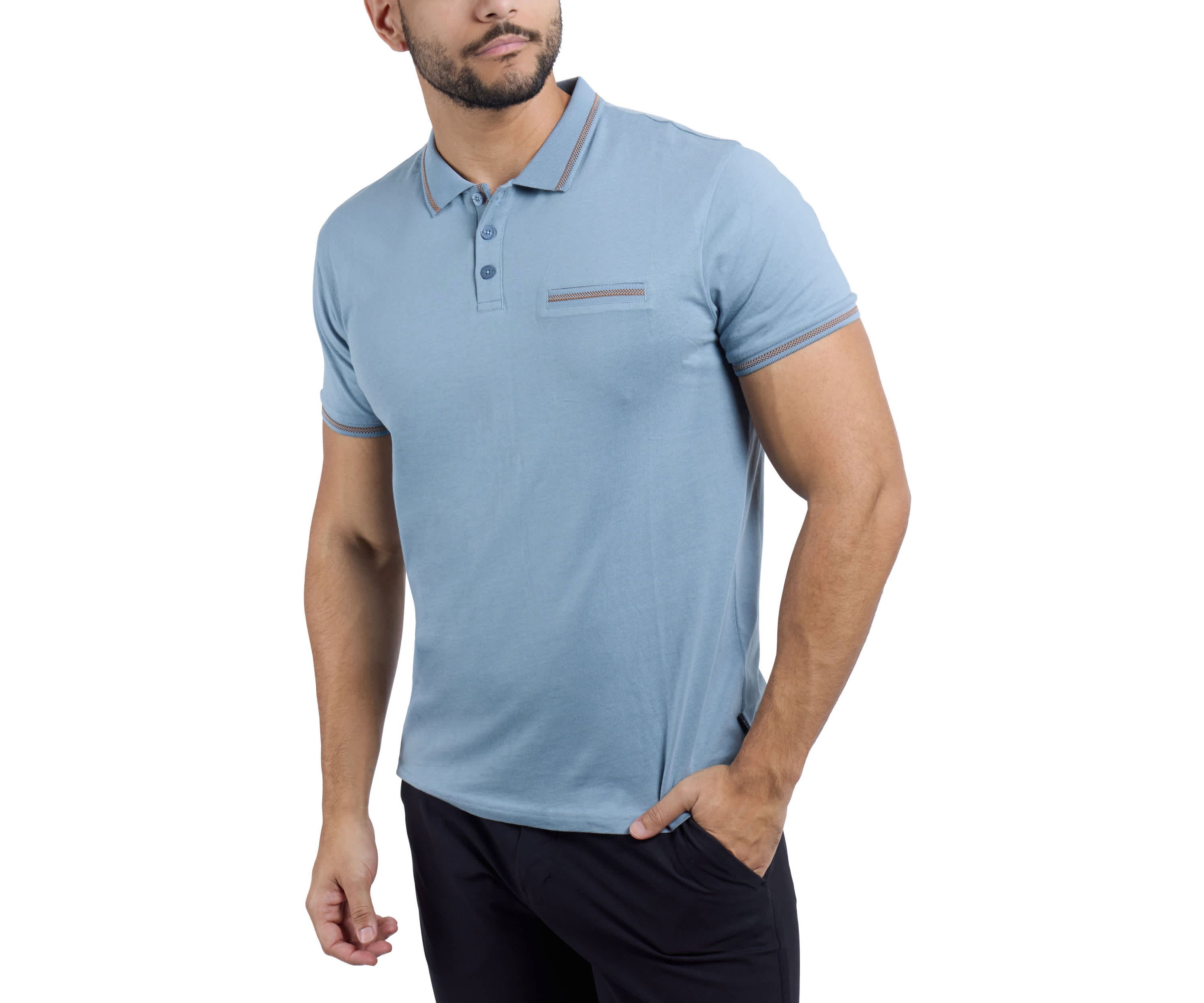 Mens Cotton Contrast Tipped Polo Shirt