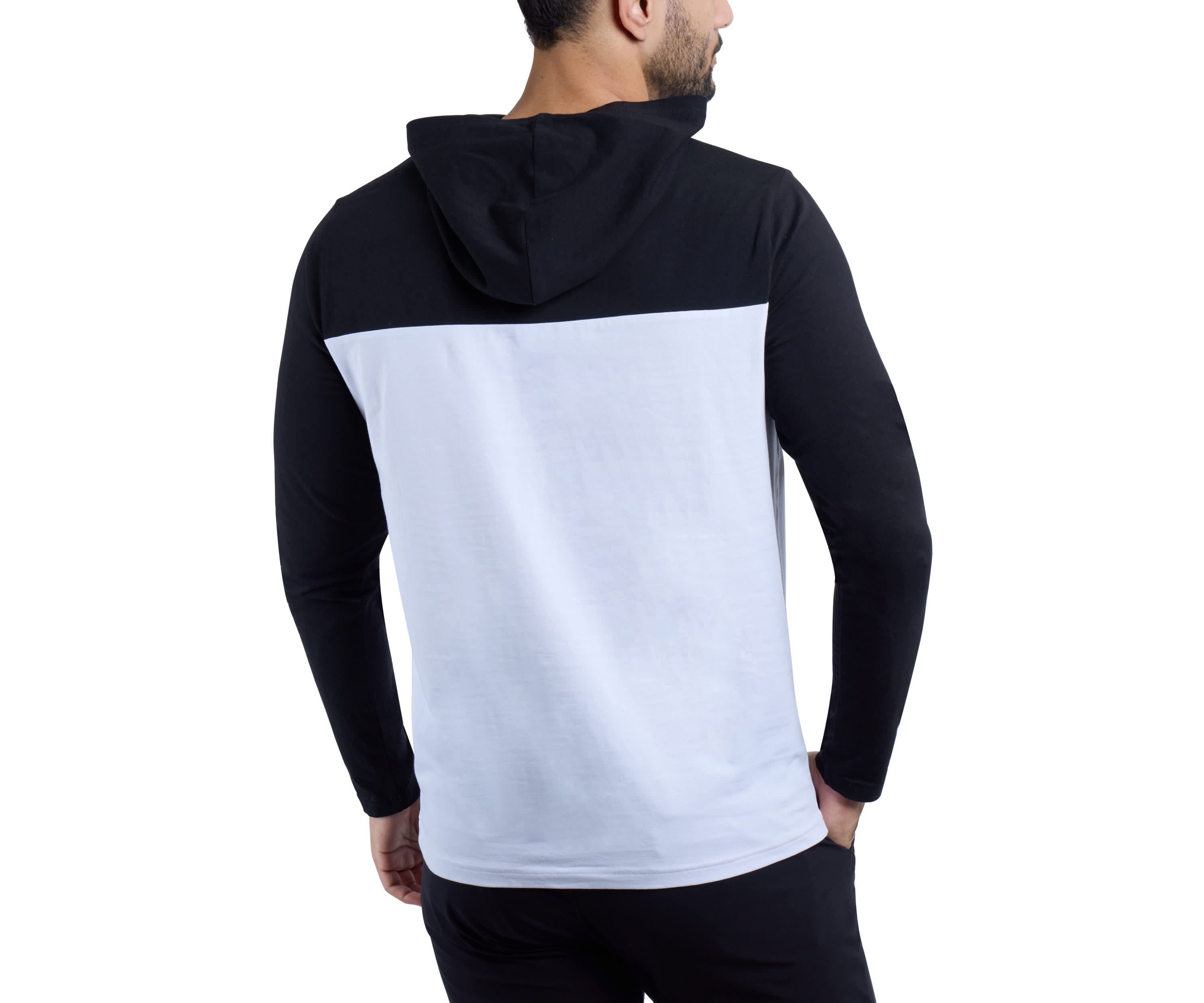 Mens Long sleeve Colorblock Hooded T-Shirt