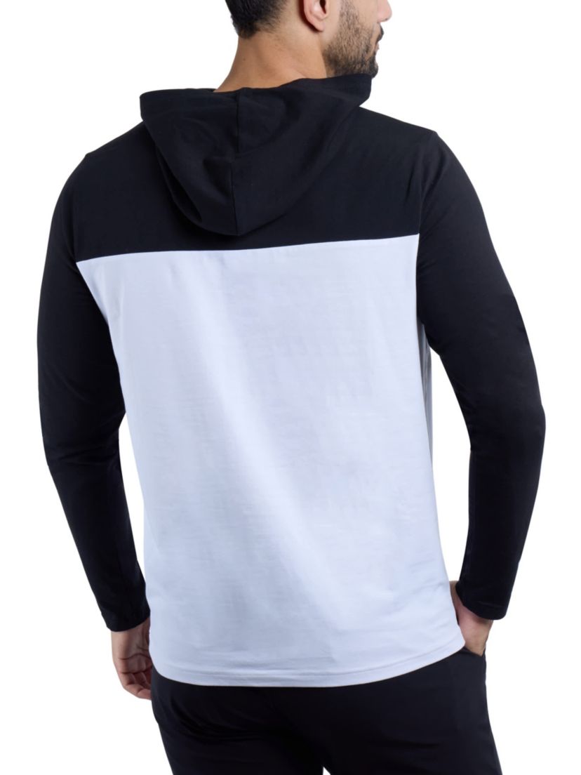 Mens Long sleeve Colorblock Hooded T-Shirt