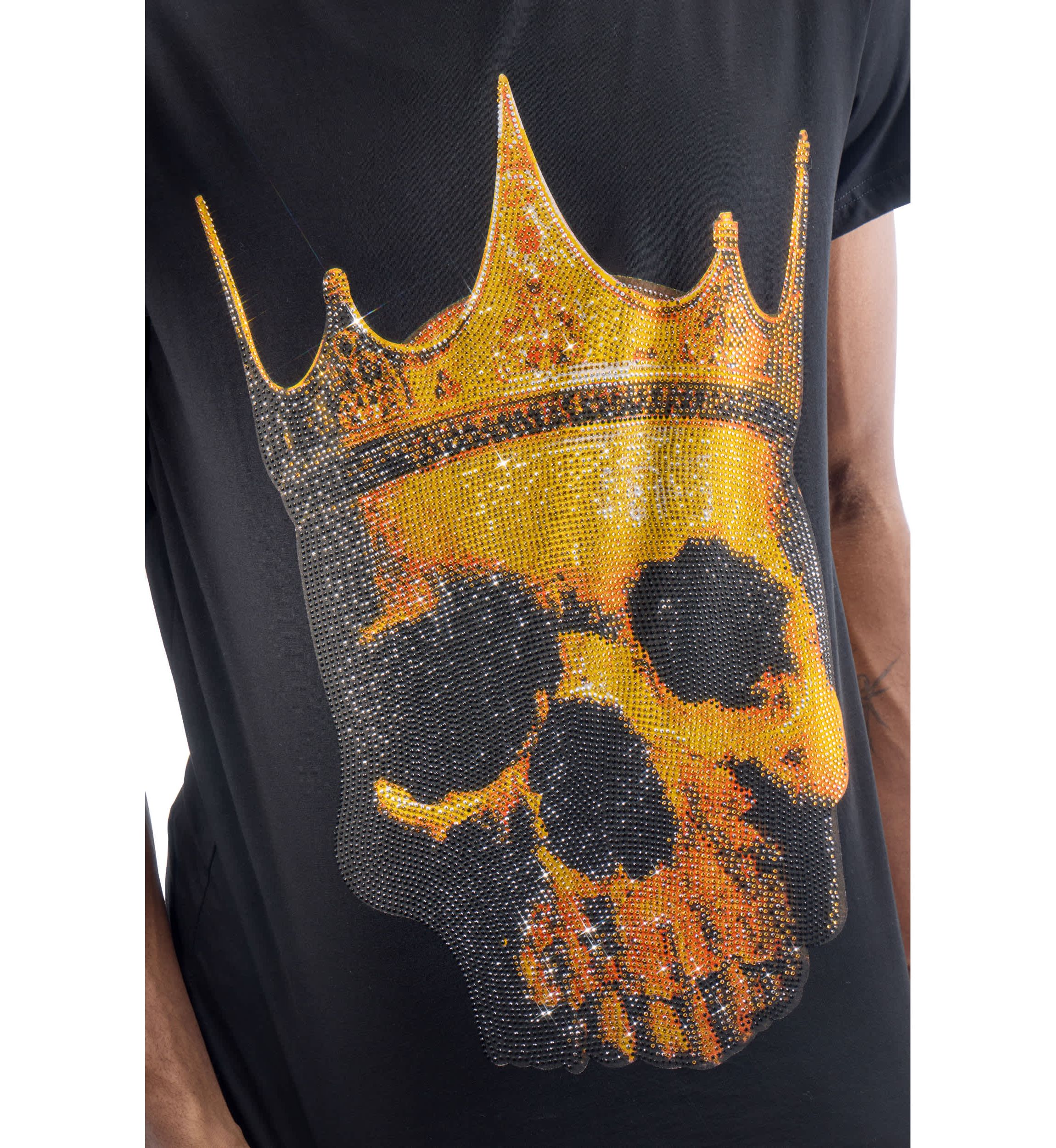 Mens Crown Skull Rhinestone Graphic T-Shirt