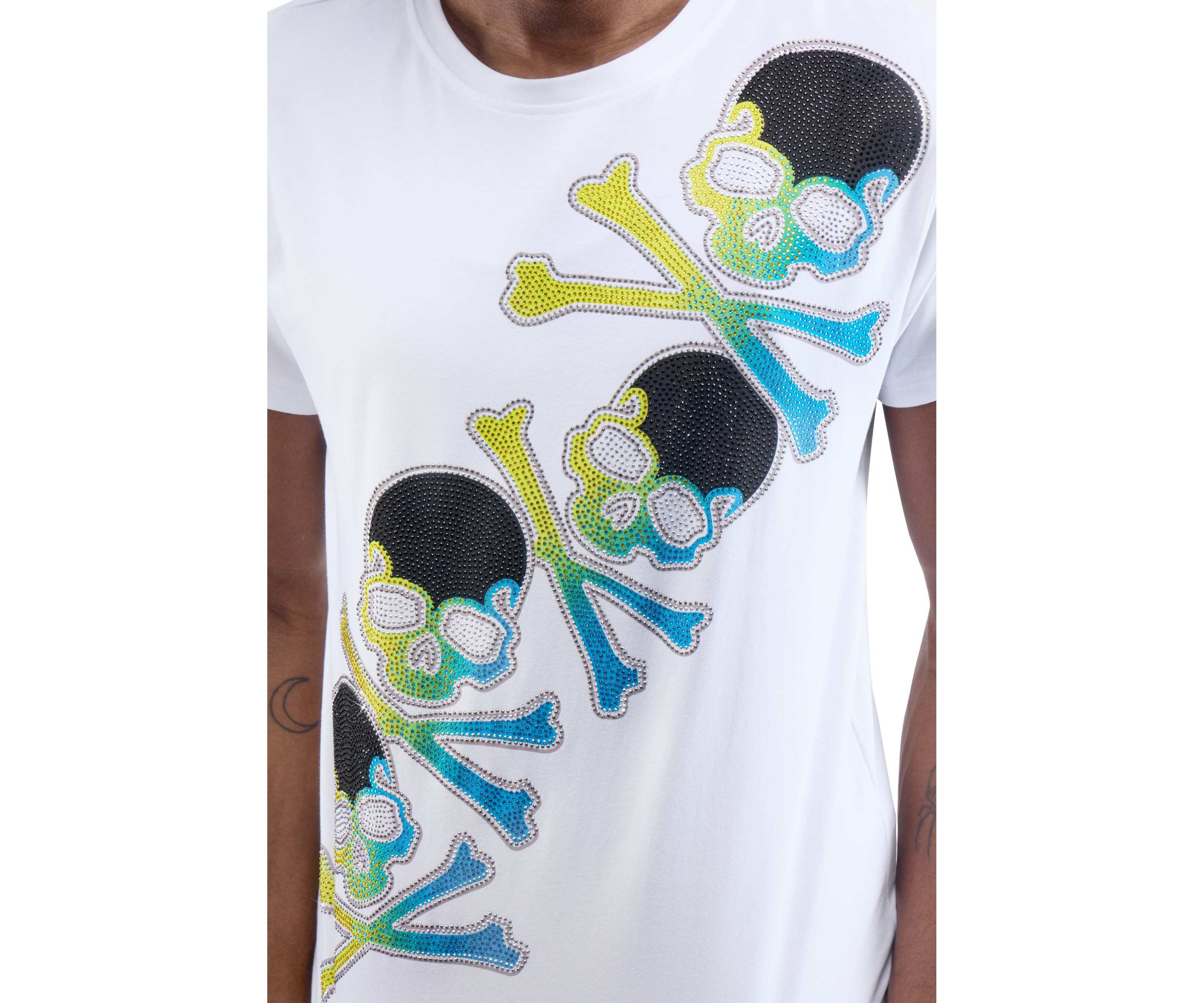 Mens Four Skull Rhinestone Graphic T-Shirt