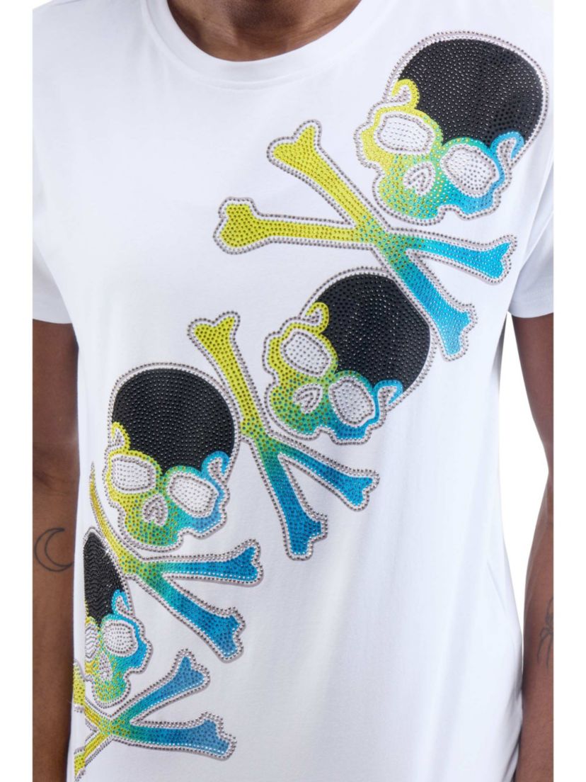Mens Four Skull Rhinestone Graphic T-Shirt