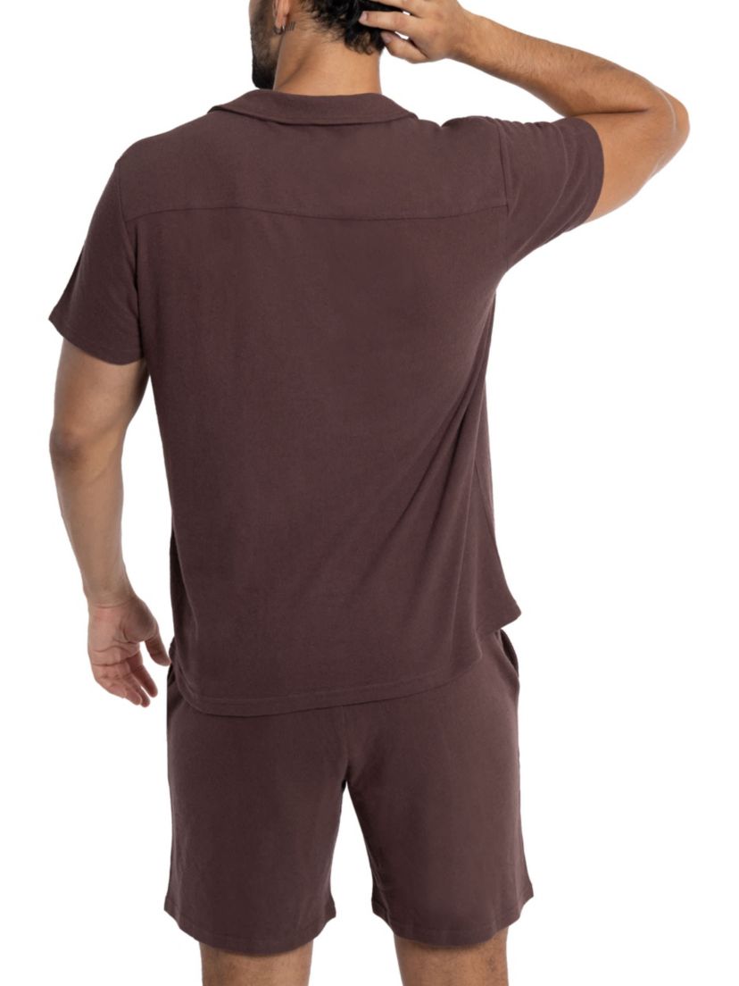 Mens Camp Collar Casual Short Sleeve Button-Up Shirt